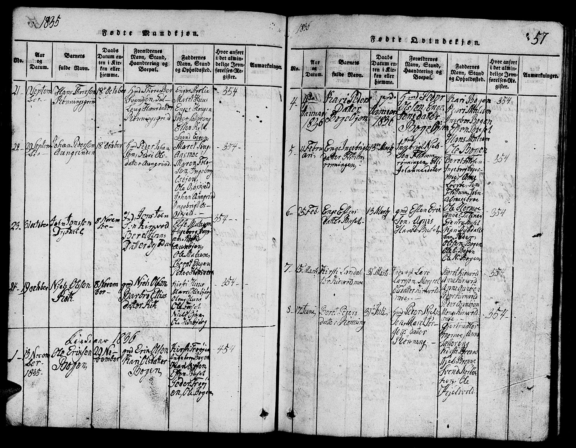 Ministerialprotokoller, klokkerbøker og fødselsregistre - Sør-Trøndelag, SAT/A-1456/688/L1026: Parish register (copy) no. 688C01, 1817-1860, p. 57