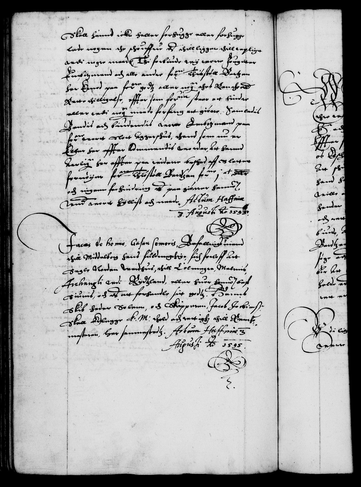 Danske Kanselli 1572-1799, AV/RA-EA-3023/F/Fc/Fca/Fcaa/L0002: Norske registre (mikrofilm), 1588-1596, p. 257b