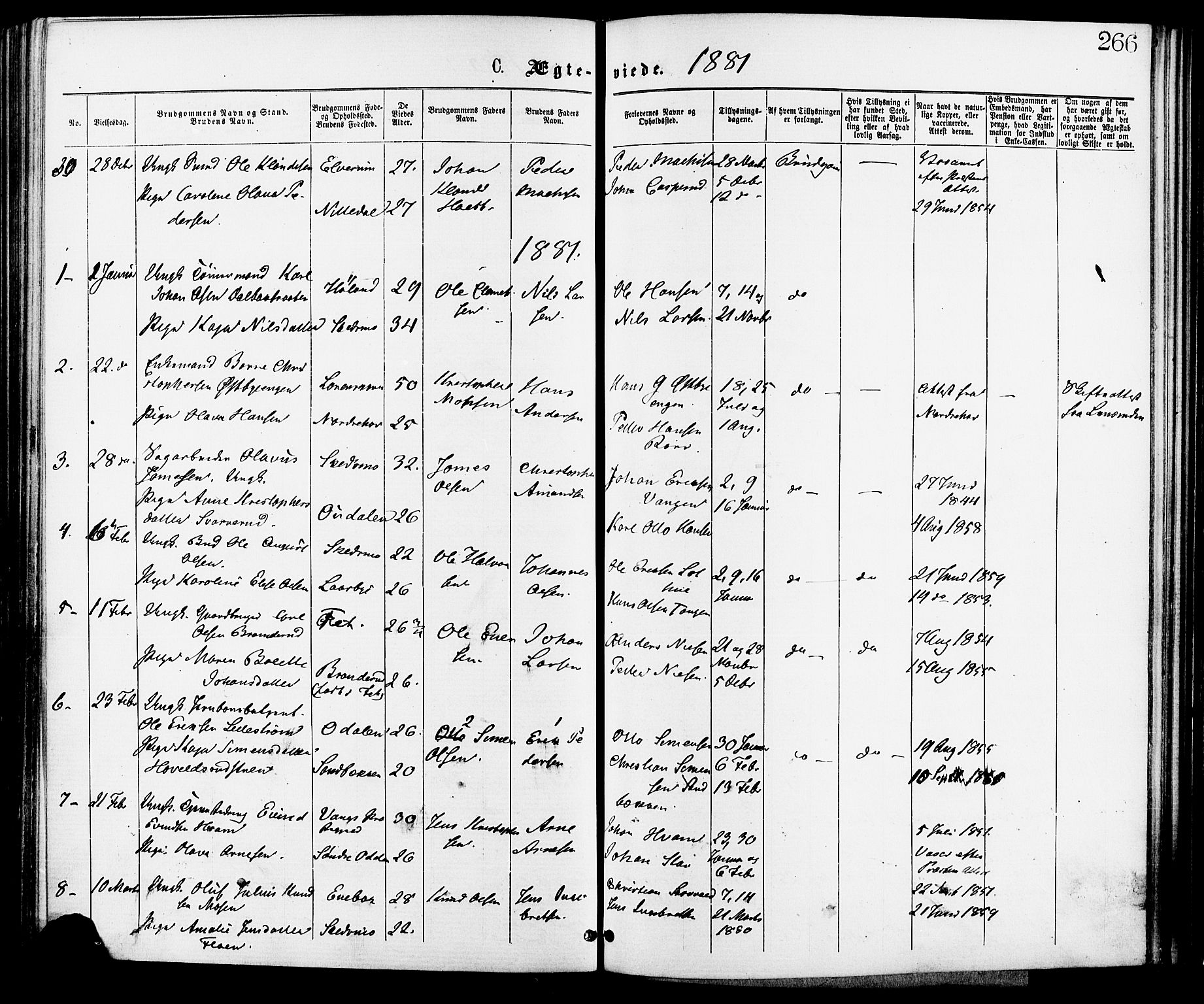 Skedsmo prestekontor Kirkebøker, SAO/A-10033a/F/Fa/L0012: Parish register (official) no. I 12, 1876-1883, p. 266