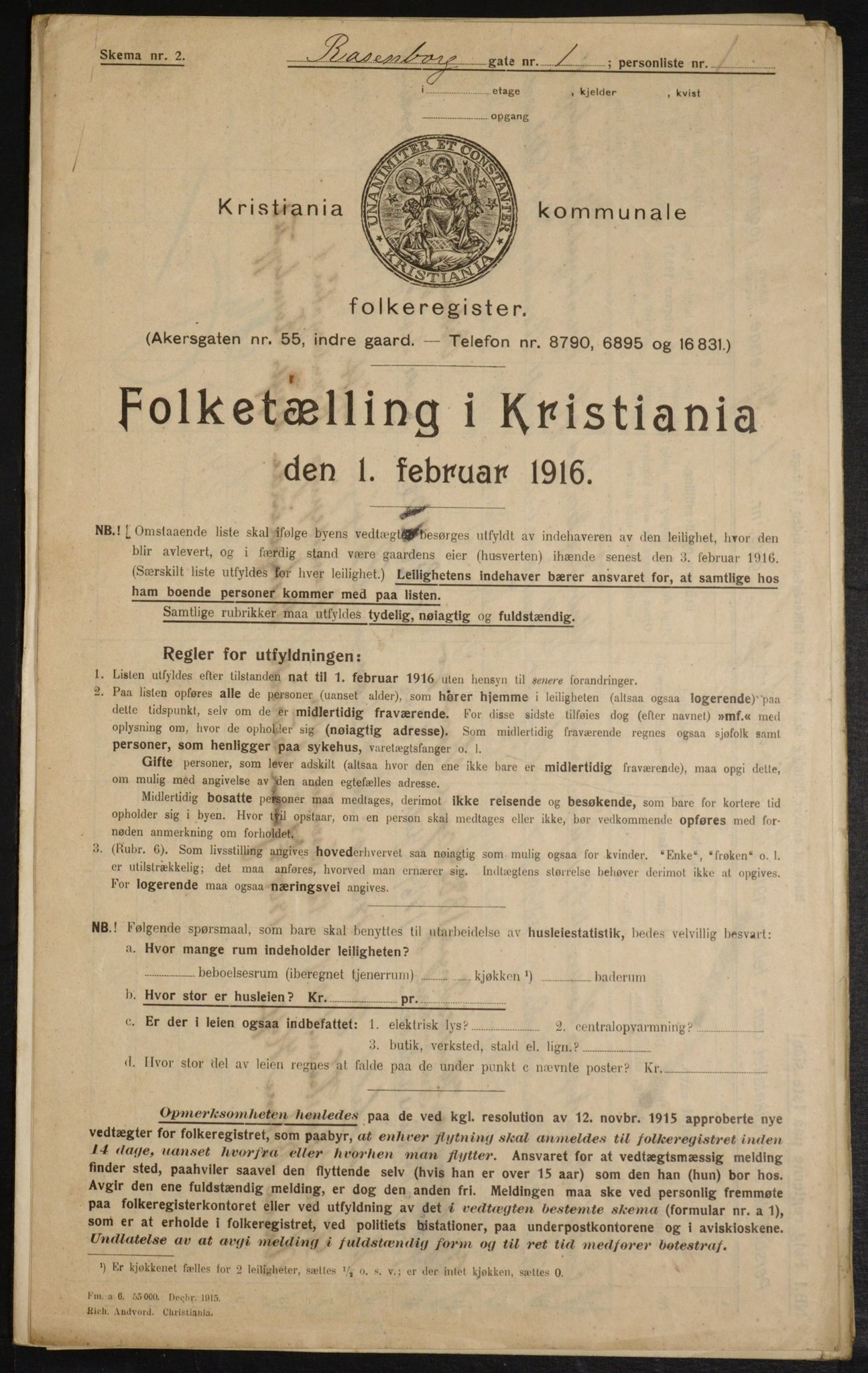 OBA, Municipal Census 1916 for Kristiania, 1916, p. 85548