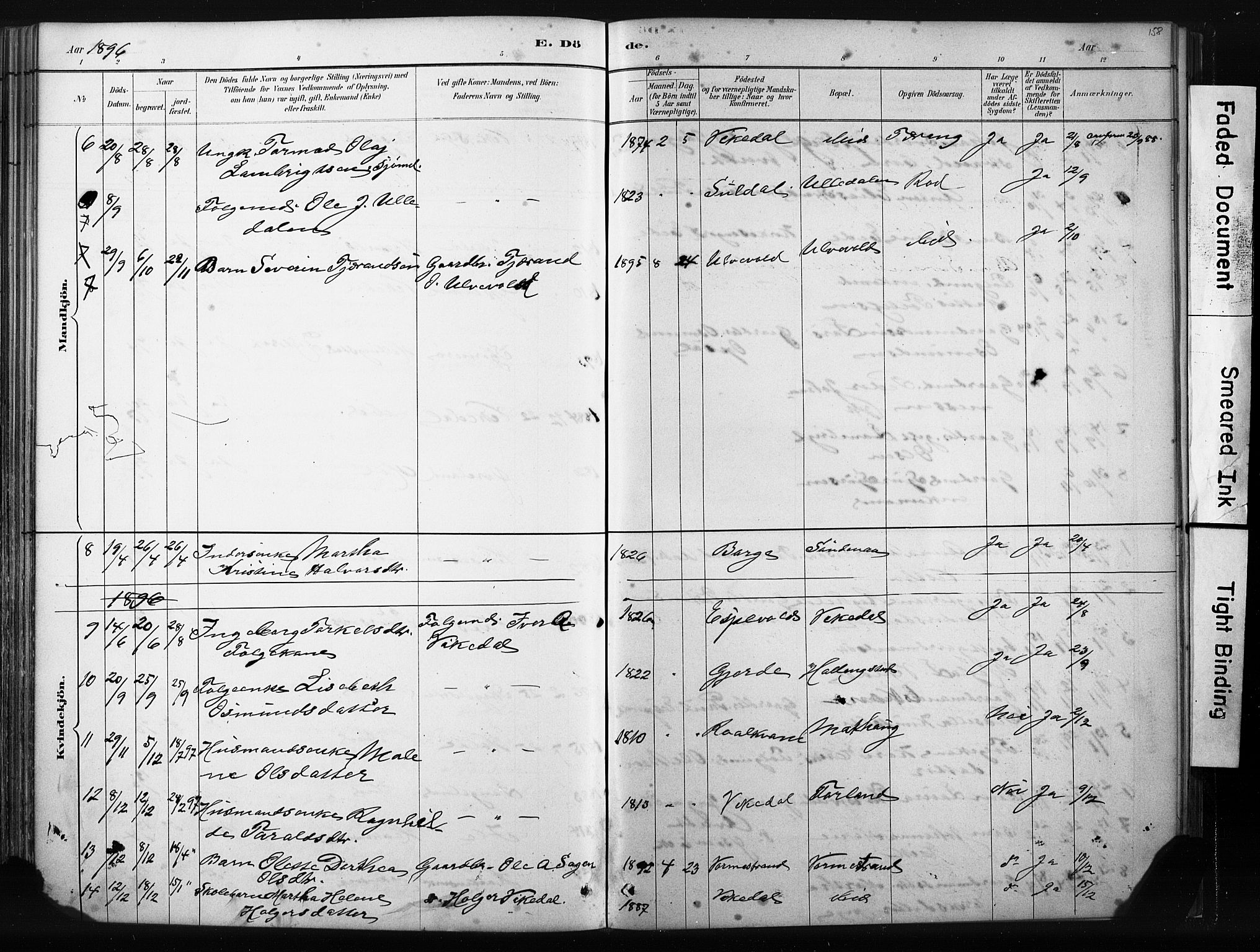 Vikedal sokneprestkontor, AV/SAST-A-101840/01/IV: Parish register (official) no. A 10, 1884-1907, p. 158