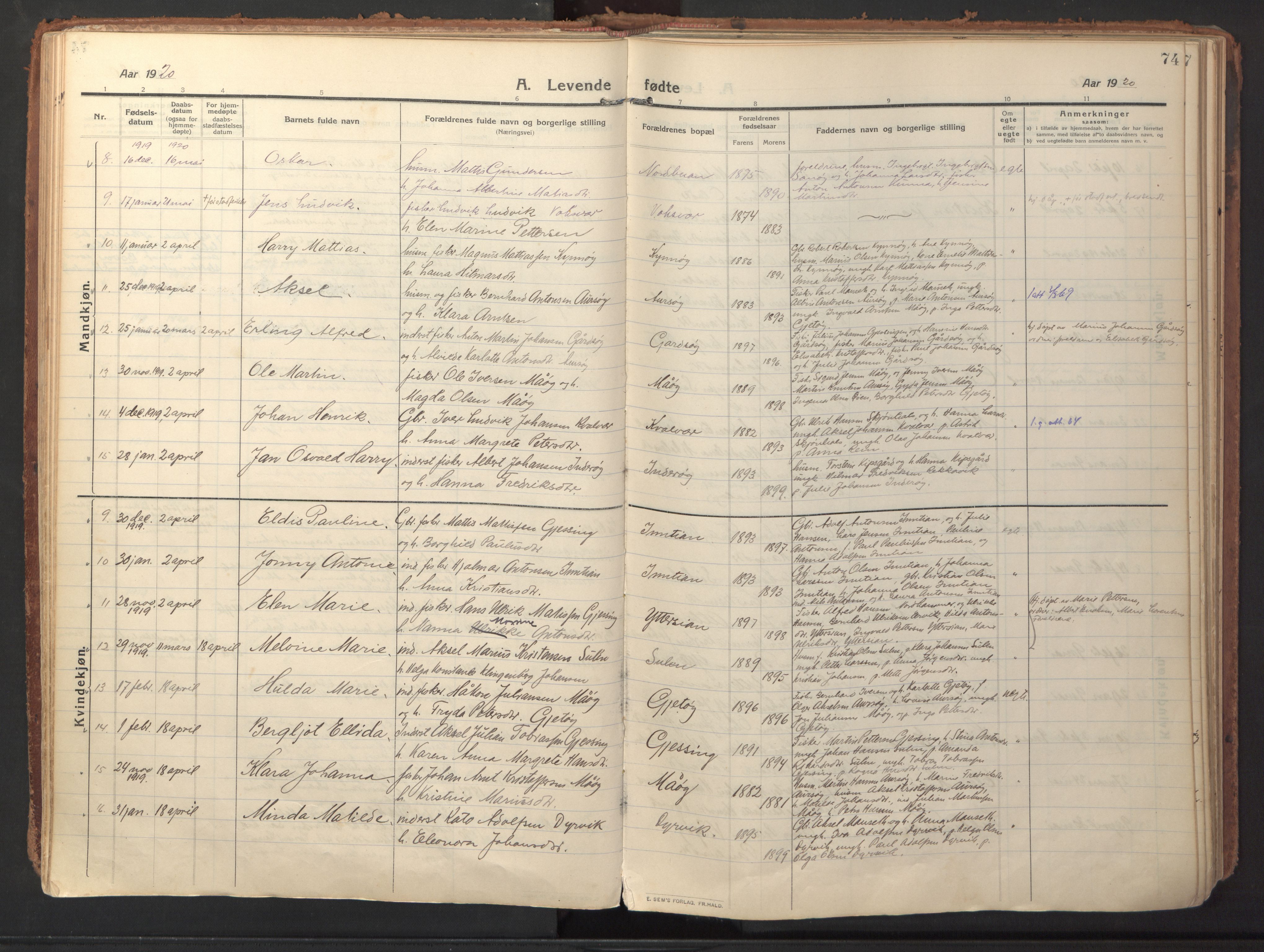 Ministerialprotokoller, klokkerbøker og fødselsregistre - Sør-Trøndelag, AV/SAT-A-1456/640/L0581: Parish register (official) no. 640A06, 1910-1924, p. 74