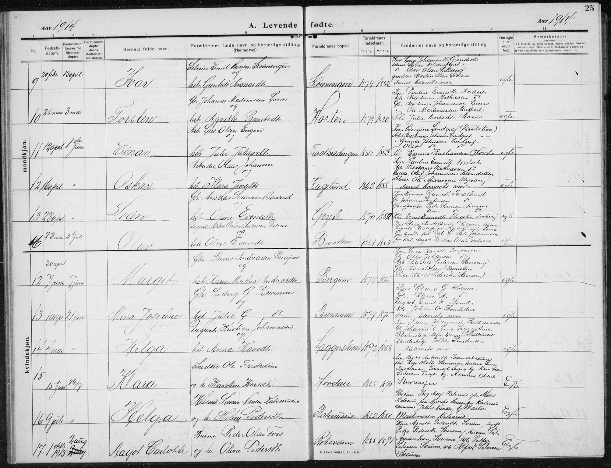 Biri prestekontor, AV/SAH-PREST-096/H/Ha/Hab/L0006: Parish register (copy) no. 6, 1909-1938, p. 25