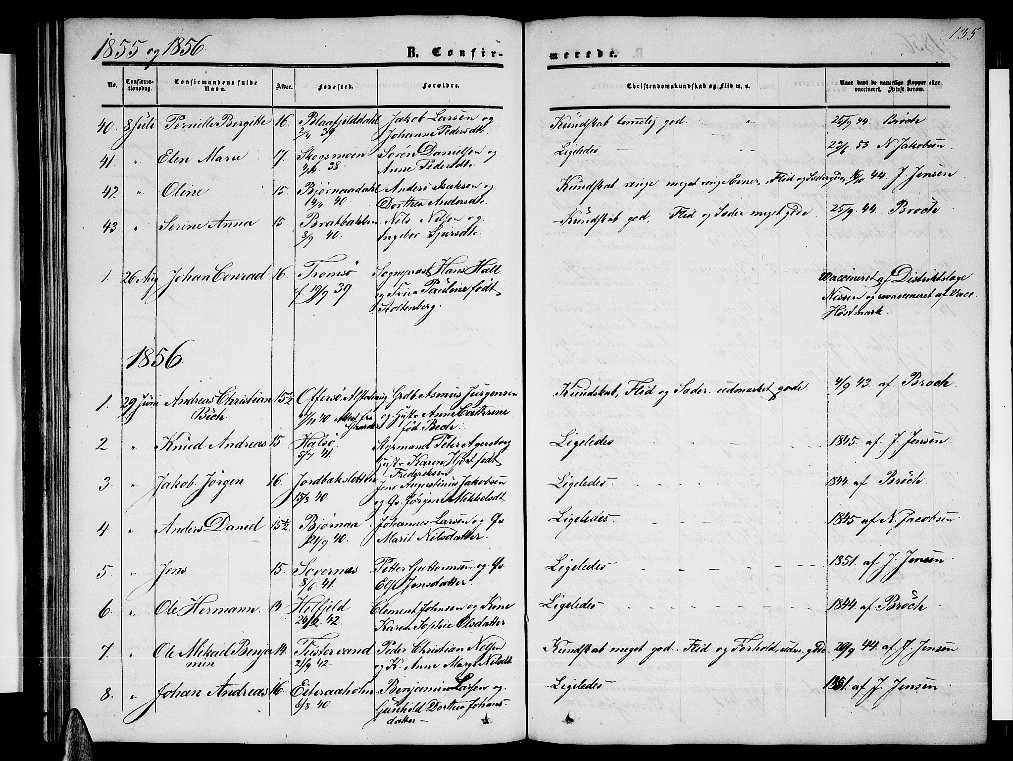 Ministerialprotokoller, klokkerbøker og fødselsregistre - Nordland, SAT/A-1459/820/L0301: Parish register (copy) no. 820C03, 1851-1858, p. 135
