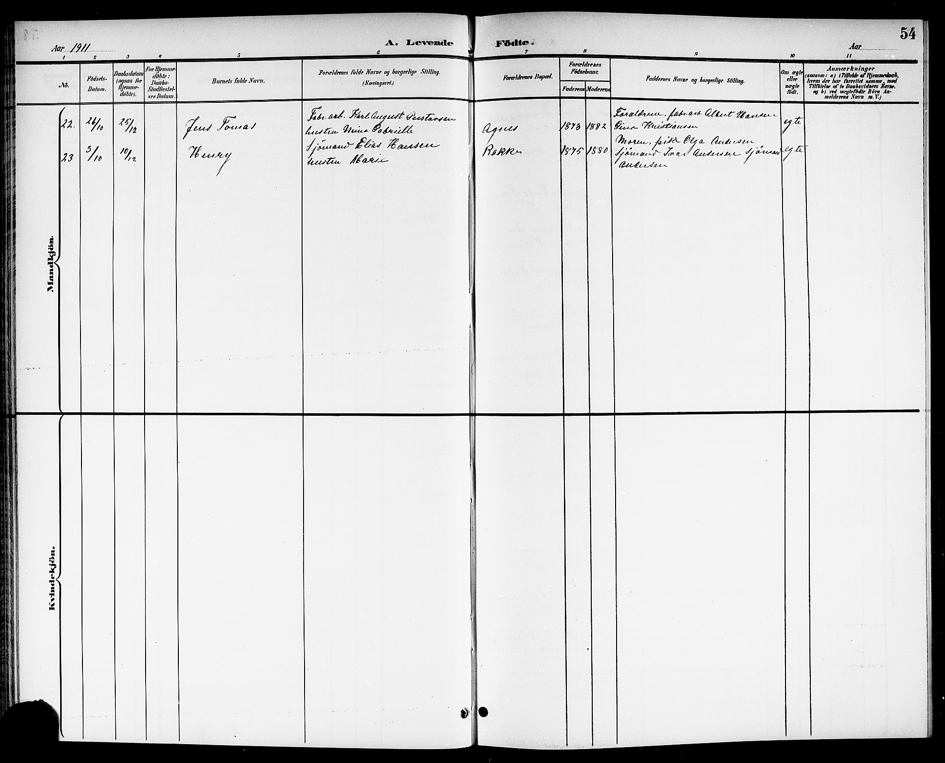 Brunlanes kirkebøker, SAKO/A-342/G/Ga/L0004: Parish register (copy) no. I 4, 1898-1921, p. 54