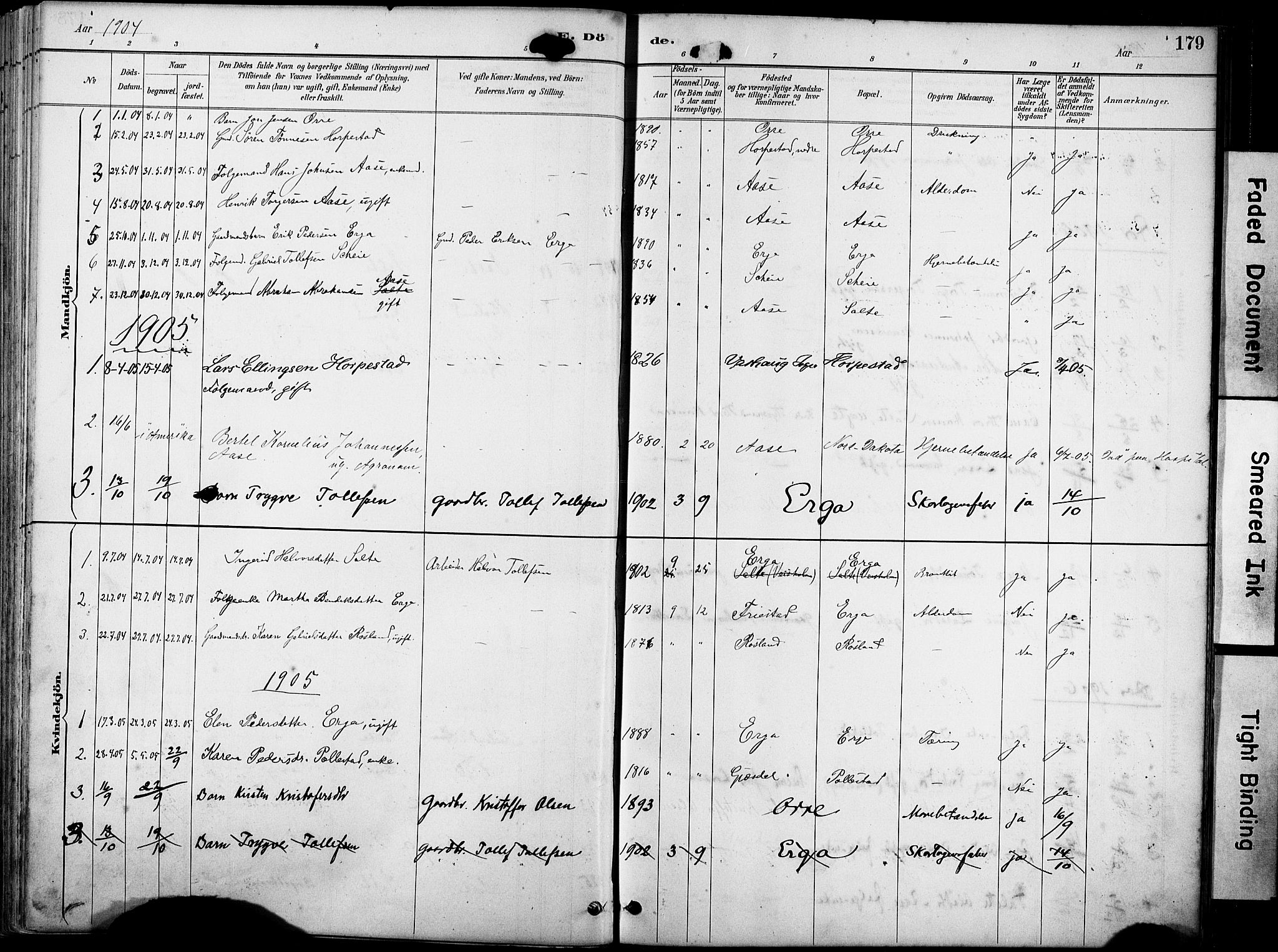 Klepp sokneprestkontor, SAST/A-101803/001/3/30BA/L0007: Parish register (official) no. A 8, 1886-1912, p. 179