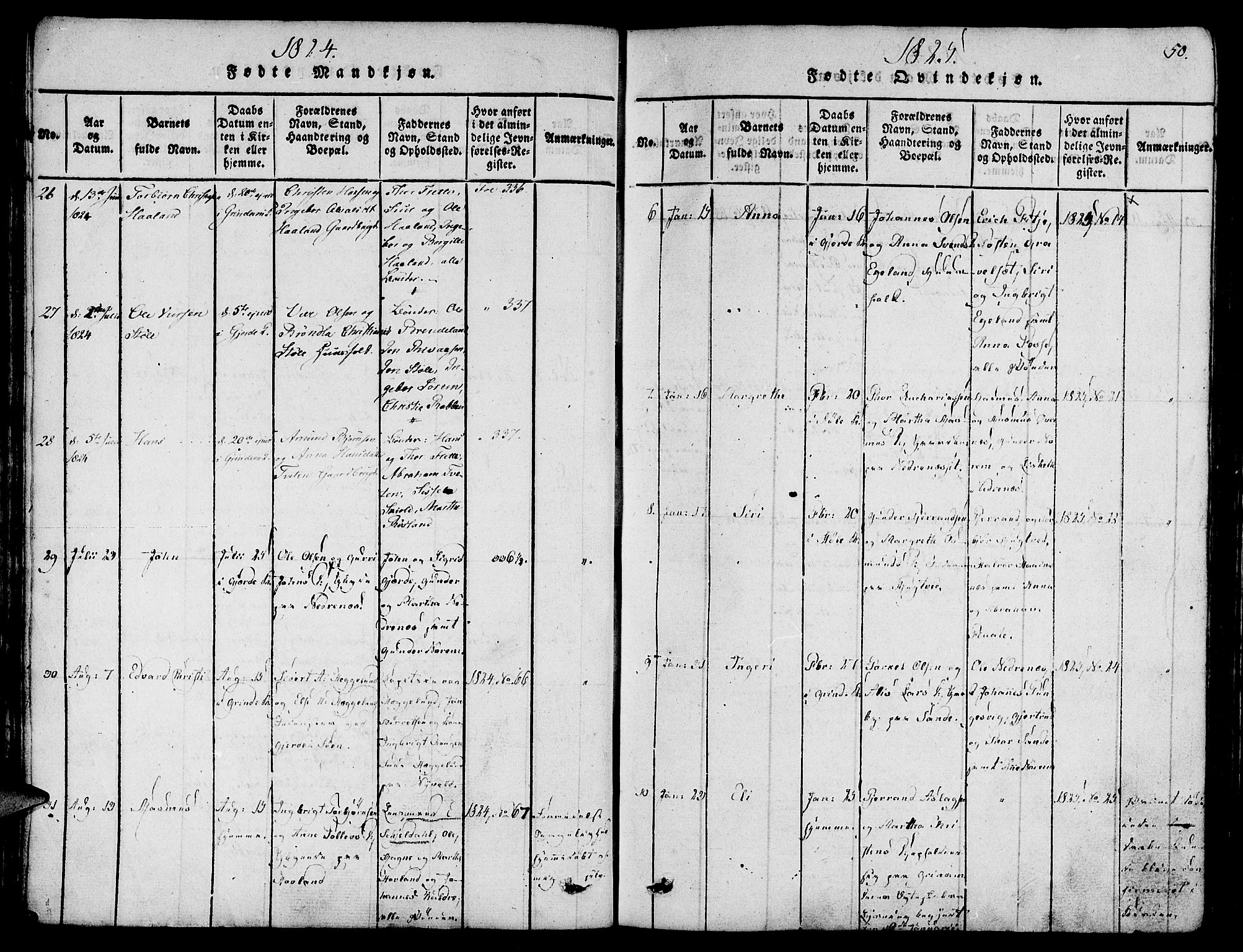 Etne sokneprestembete, SAB/A-75001/H/Haa: Parish register (official) no. A 6, 1815-1831, p. 50