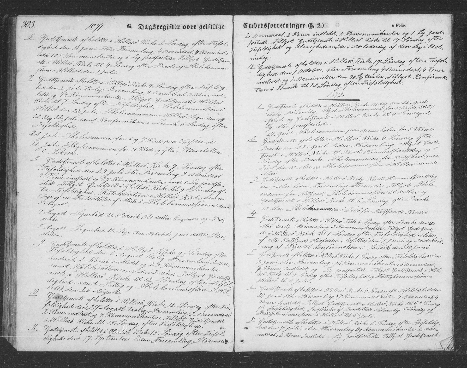 Lenvik sokneprestembete, SATØ/S-1310/H/Ha/Hab/L0020klokker: Parish register (copy) no. 20, 1855-1883, p. 303