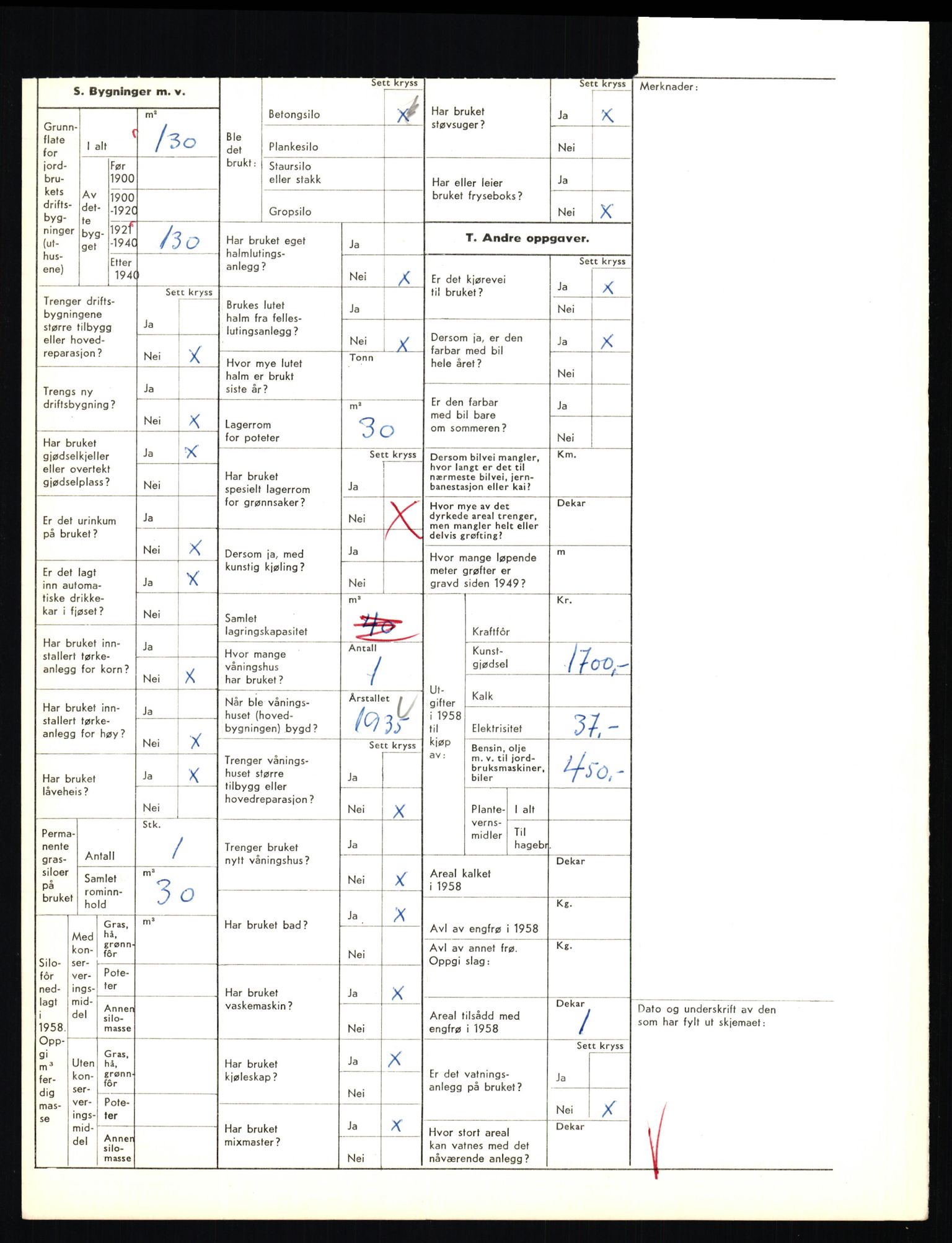 Statistisk sentralbyrå, Næringsøkonomiske emner, Jordbruk, skogbruk, jakt, fiske og fangst, AV/RA-S-2234/G/Gd/L0655: Troms: 1924 Målselv (kl. 4-10), 1959, p. 1170