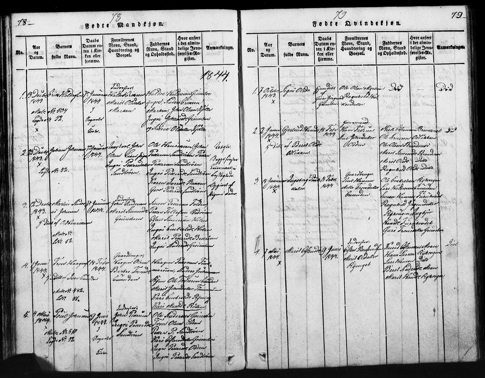 Tynset prestekontor, SAH/PREST-058/H/Ha/Hab/L0003: Parish register (copy) no. 3, 1814-1862, p. 78-79