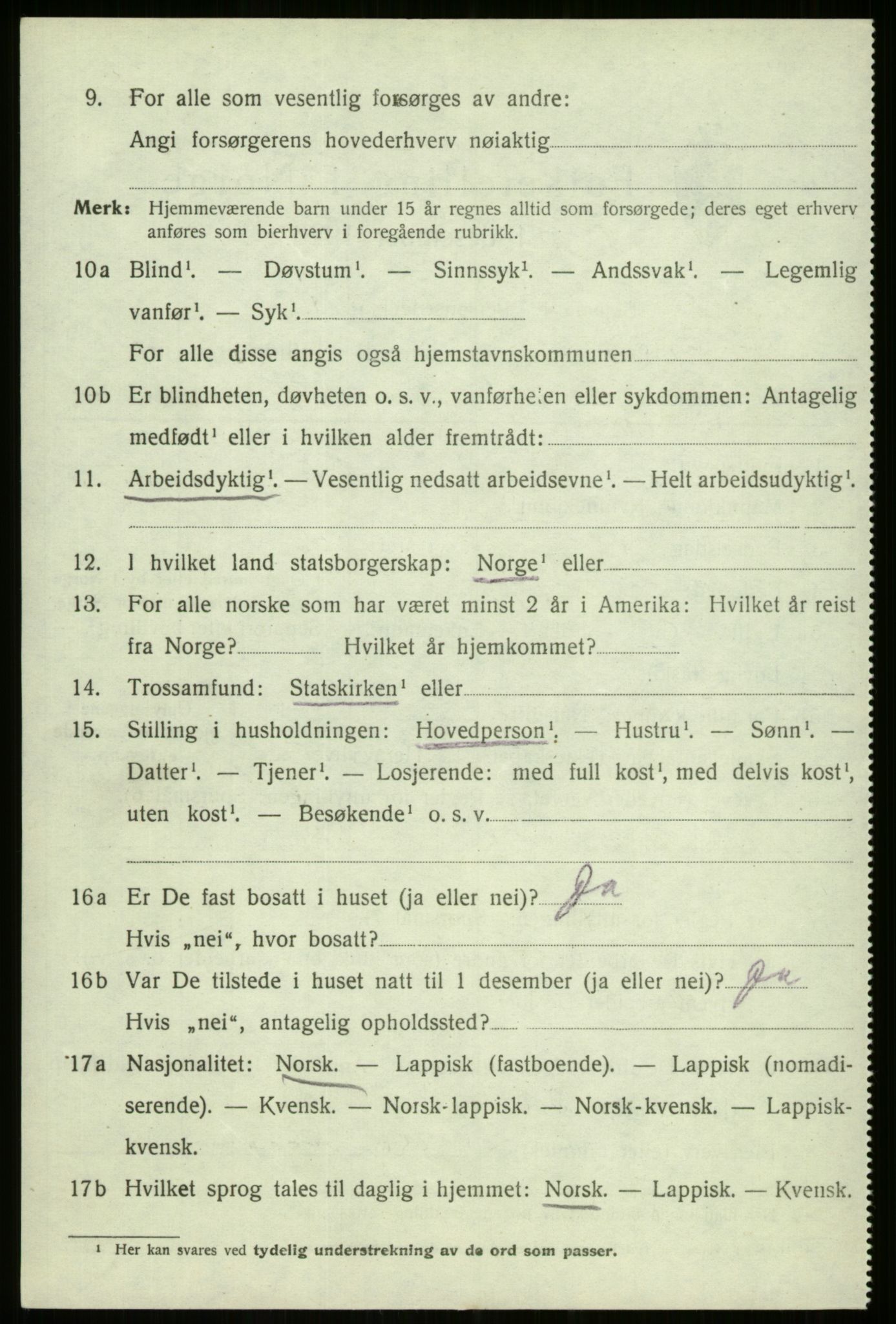 SATØ, 1920 census for Kvæfjord, 1920, p. 4520