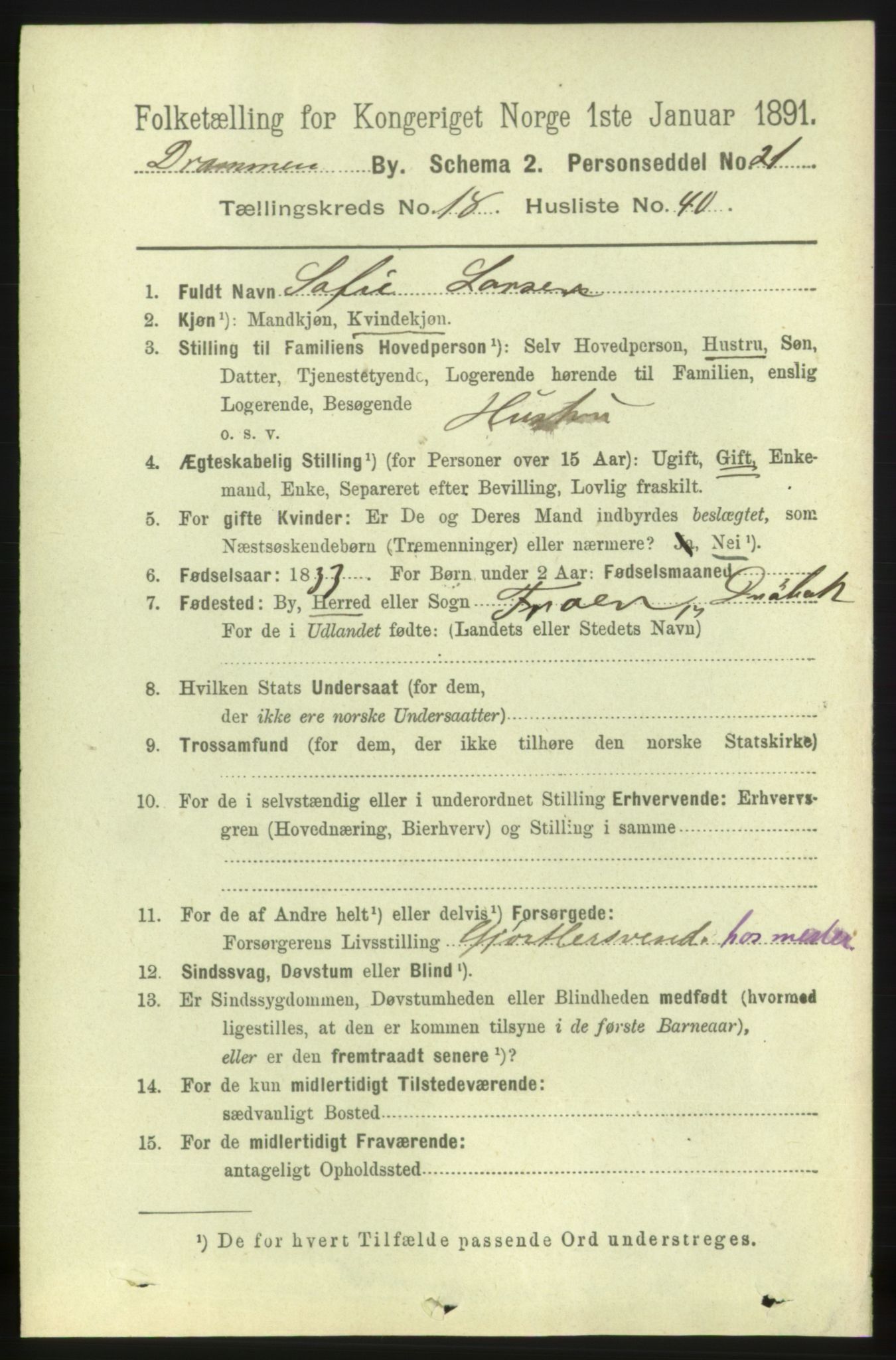 RA, 1891 census for 0602 Drammen, 1891, p. 12000