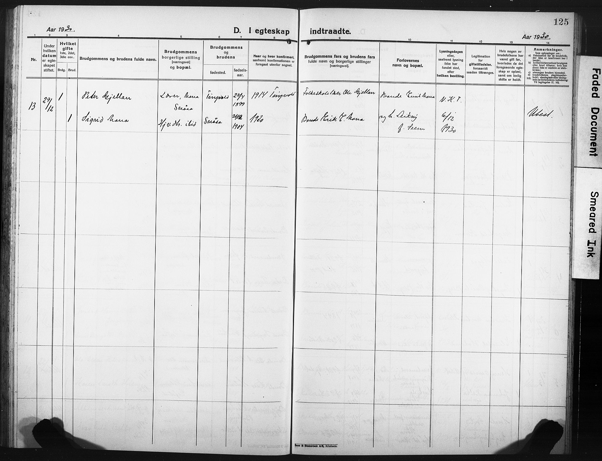Ministerialprotokoller, klokkerbøker og fødselsregistre - Nord-Trøndelag, SAT/A-1458/749/L0480: Parish register (copy) no. 749C02, 1924-1932, p. 125
