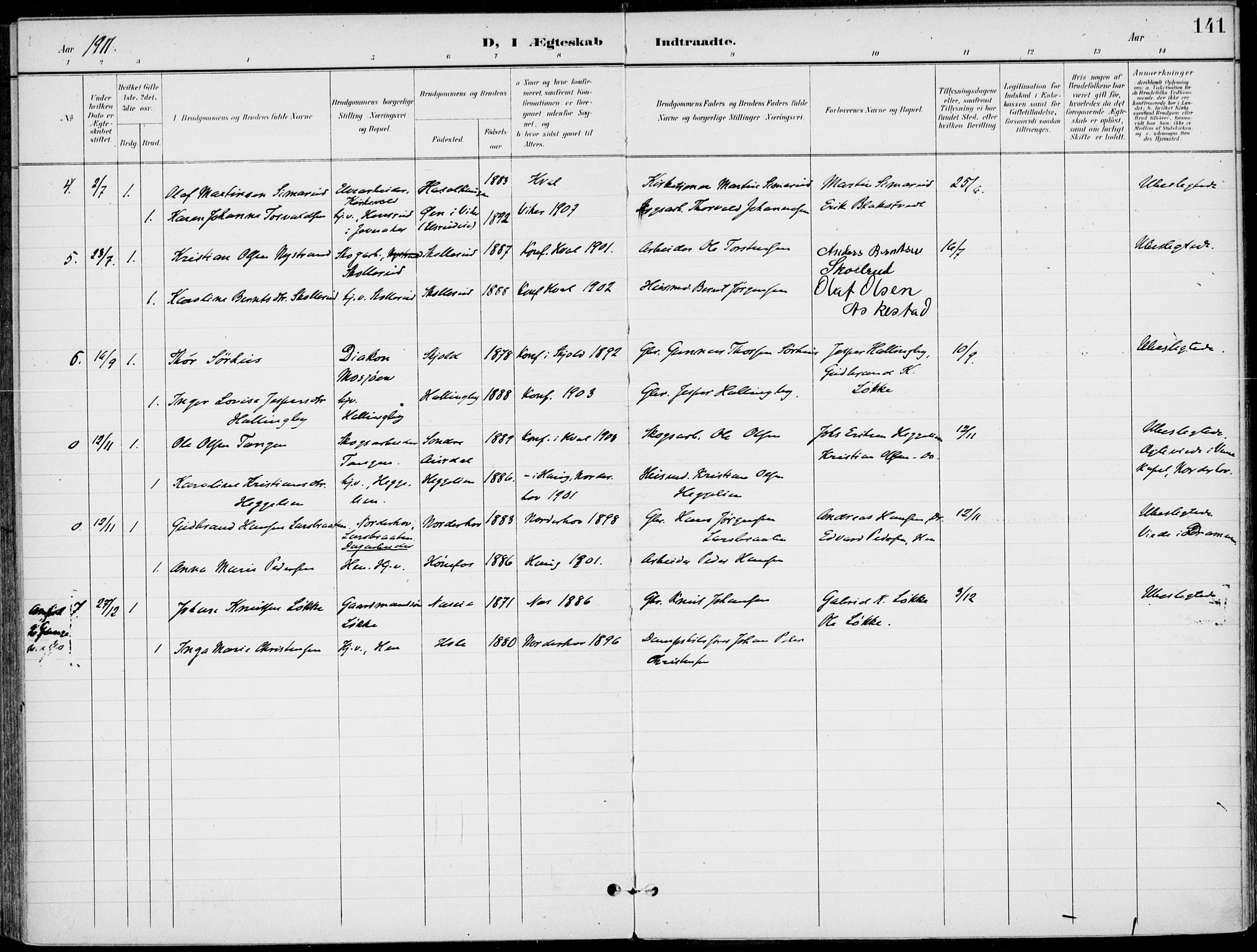 Ådal kirkebøker, SAKO/A-248/F/Fb/L0002: Parish register (official) no. II 2, 1898-1917, p. 141