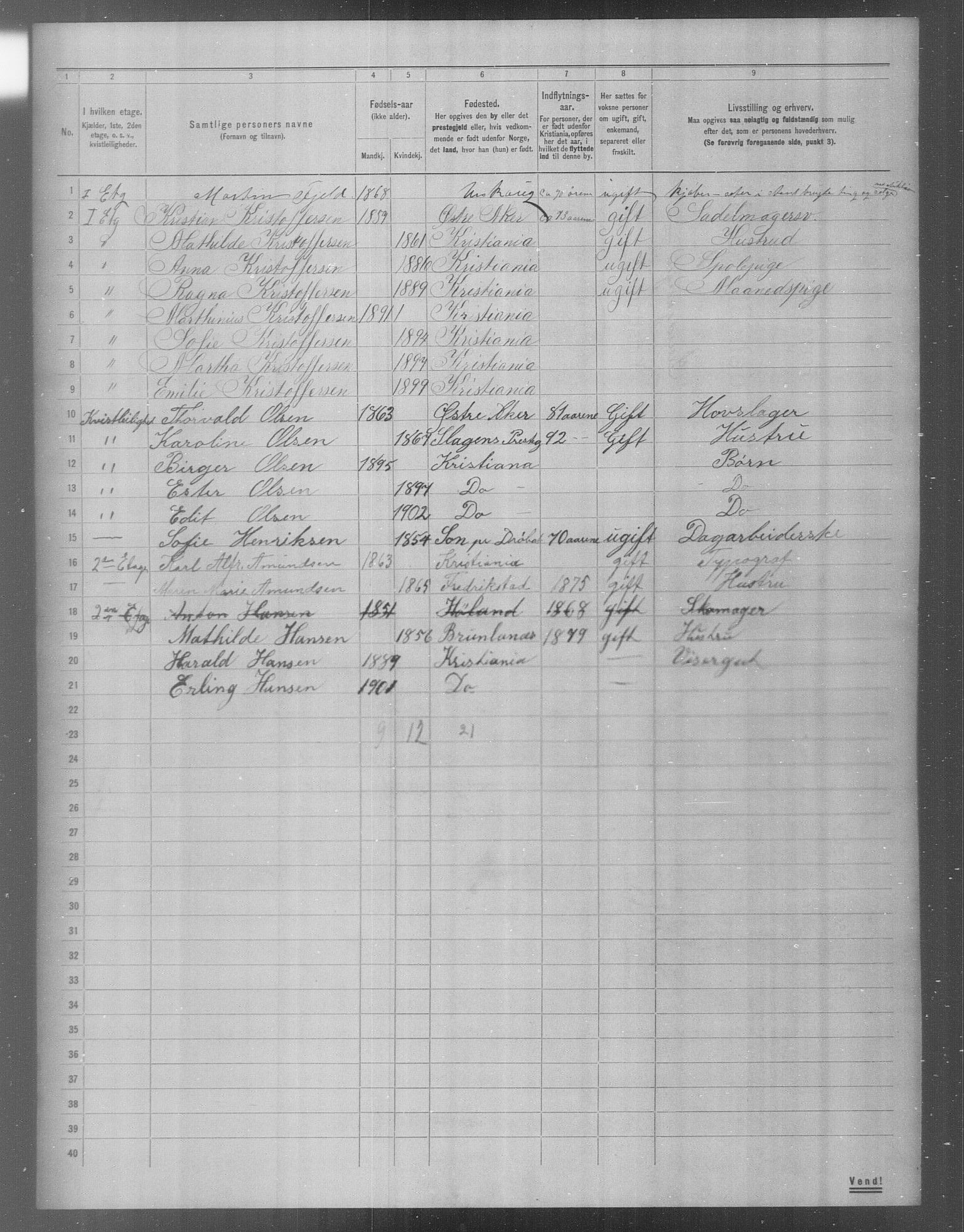 OBA, Municipal Census 1904 for Kristiania, 1904, p. 18474