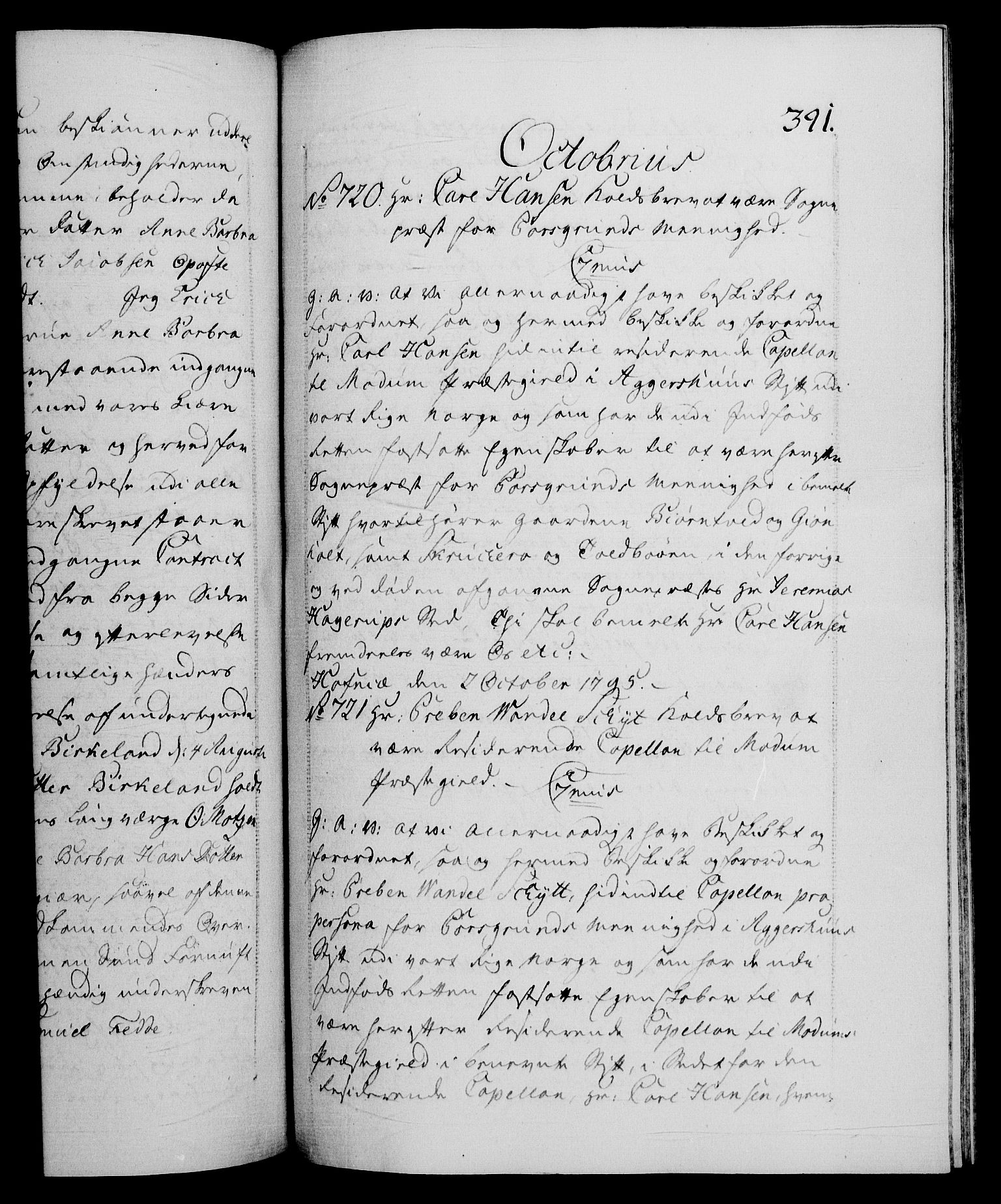 Danske Kanselli 1572-1799, RA/EA-3023/F/Fc/Fca/Fcaa/L0056: Norske registre, 1795-1796, p. 391a