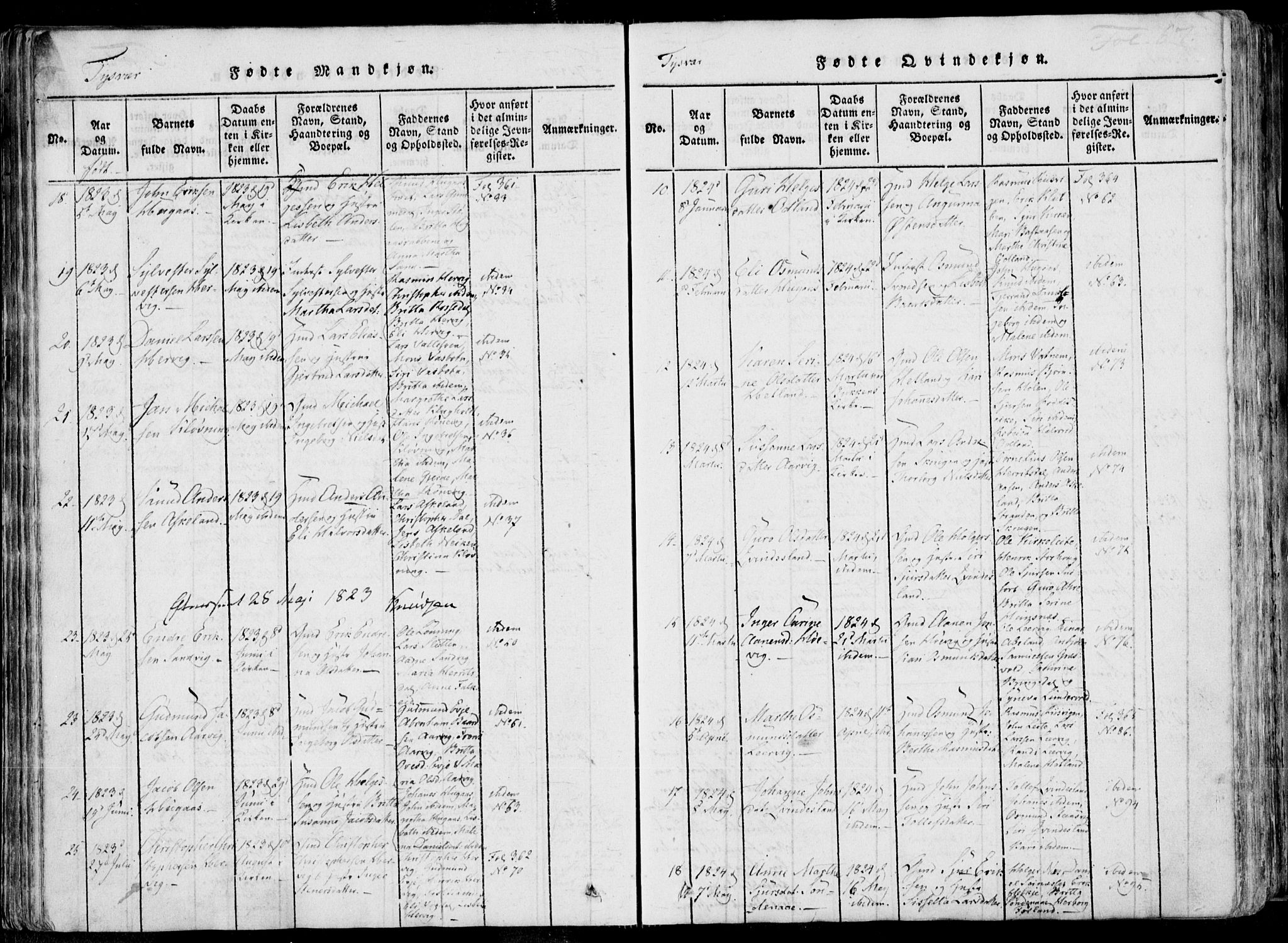 Skjold sokneprestkontor, AV/SAST-A-101847/H/Ha/Haa/L0004: Parish register (official) no. A 4 /1, 1815-1830, p. 67