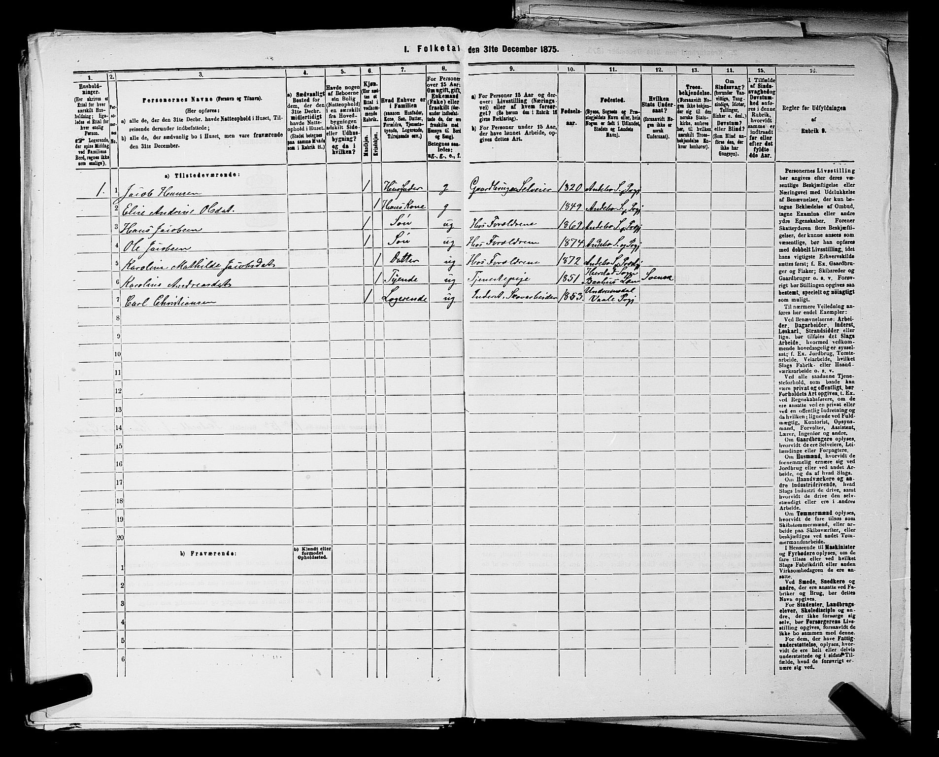 SAKO, 1875 census for 0719P Andebu, 1875, p. 199