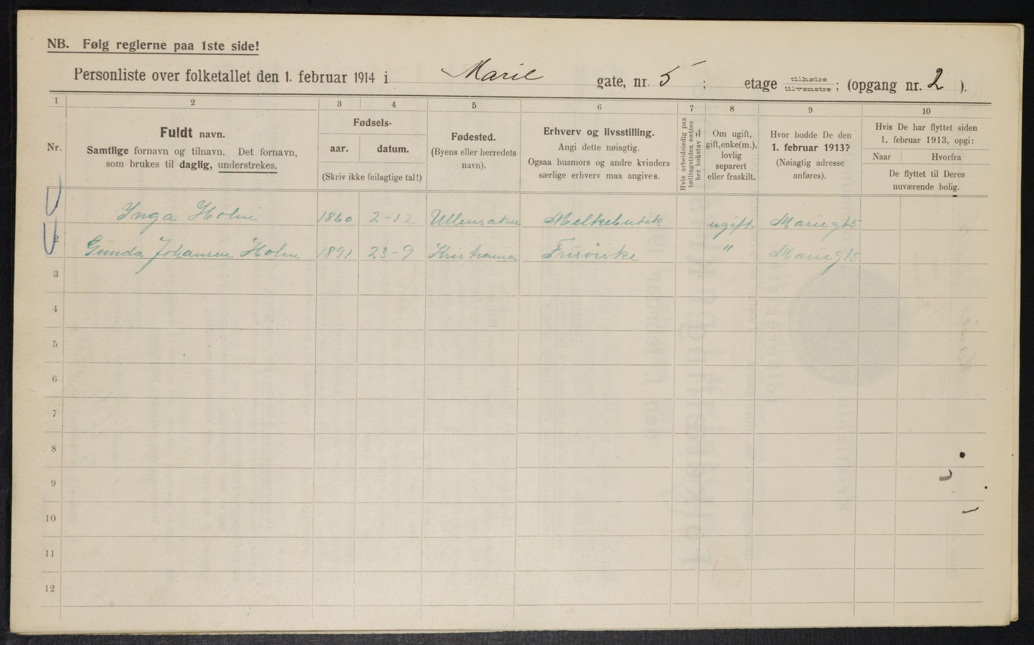 OBA, Municipal Census 1914 for Kristiania, 1914, p. 62780