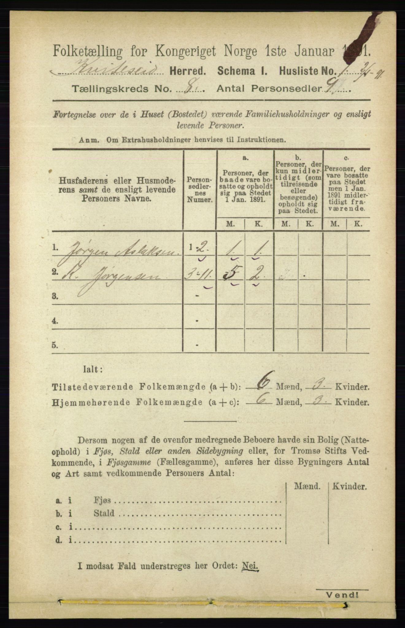 RA, 1891 census for 0829 Kviteseid, 1891, p. 1549