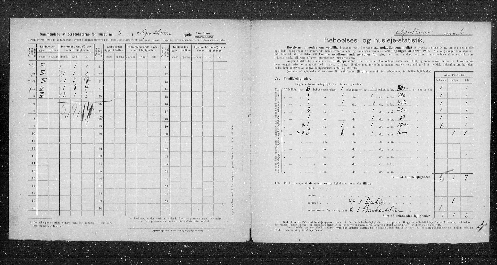 OBA, Municipal Census 1905 for Kristiania, 1905, p. 737