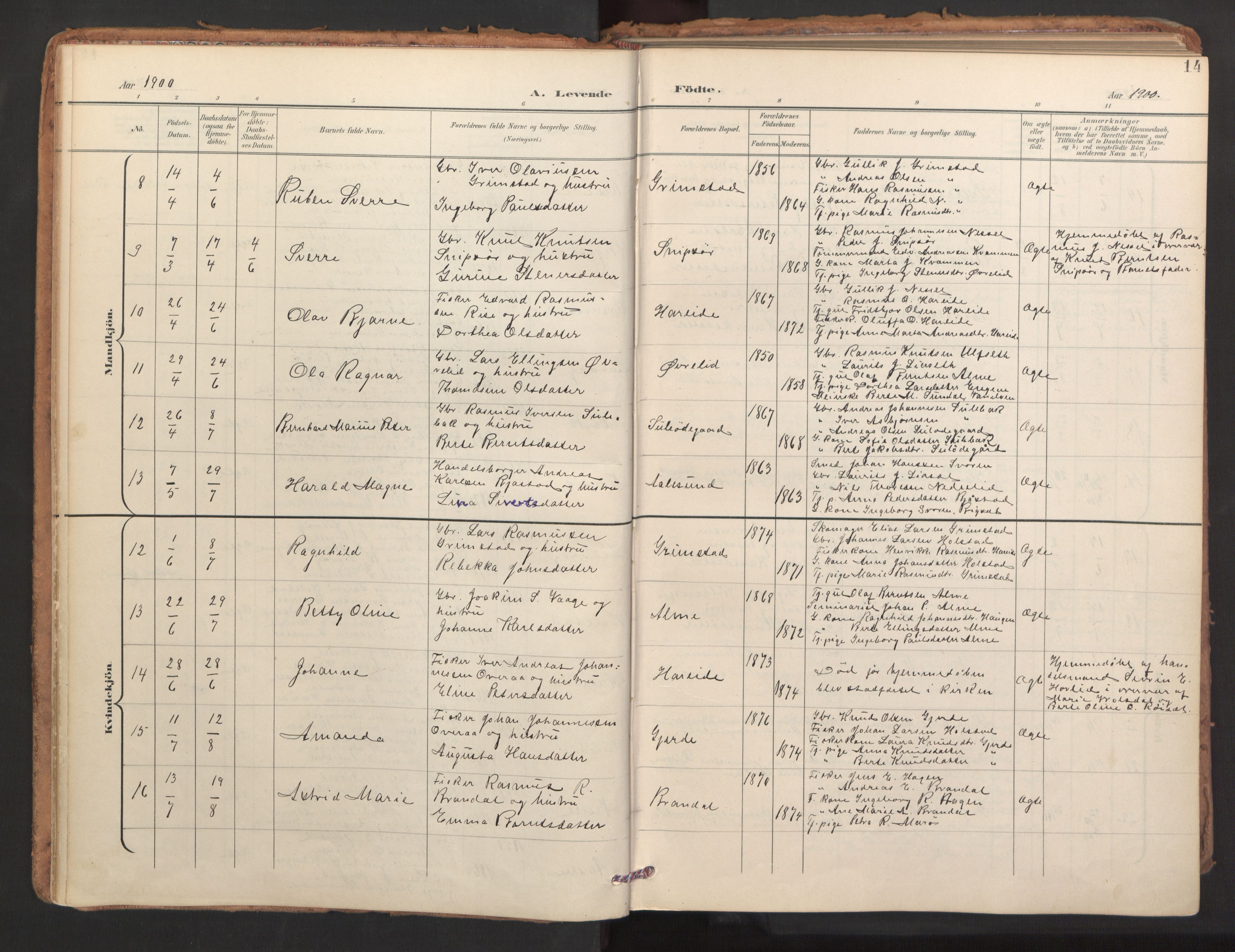 Ministerialprotokoller, klokkerbøker og fødselsregistre - Møre og Romsdal, AV/SAT-A-1454/510/L0123: Parish register (official) no. 510A03, 1898-1922, p. 14