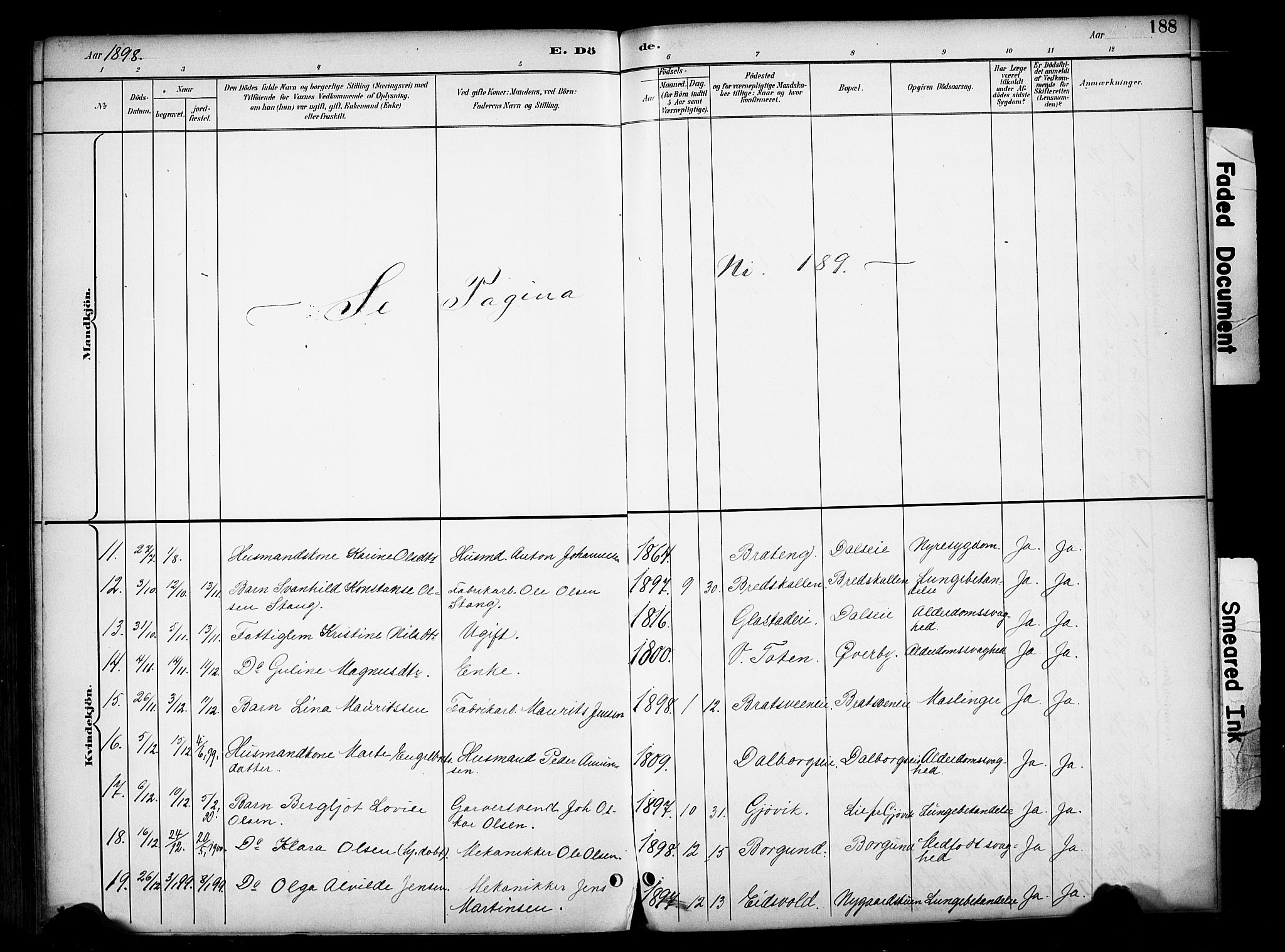 Vardal prestekontor, SAH/PREST-100/H/Ha/Haa/L0012: Parish register (official) no. 12, 1893-1904, p. 188