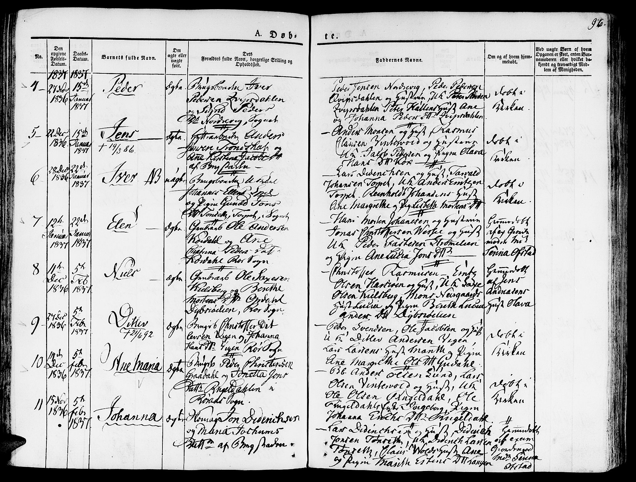 Ministerialprotokoller, klokkerbøker og fødselsregistre - Sør-Trøndelag, SAT/A-1456/681/L0930: Parish register (official) no. 681A08, 1829-1844, p. 96