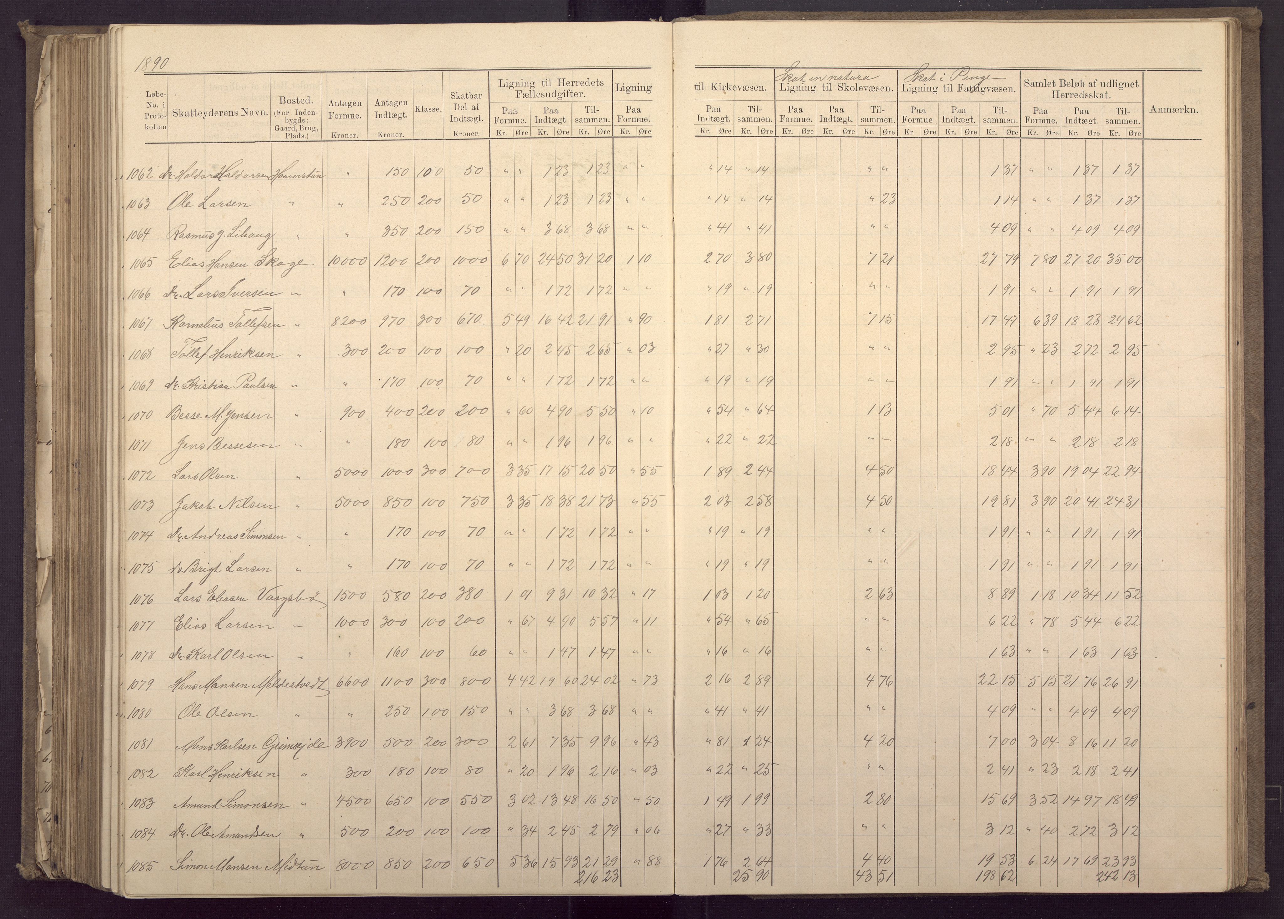 Fana kommune. Herredskassereren, BBA/A-0504/J/Jc/L0003: Ligningsprotokoll for Fana herred;, 1883-1891, p. 345