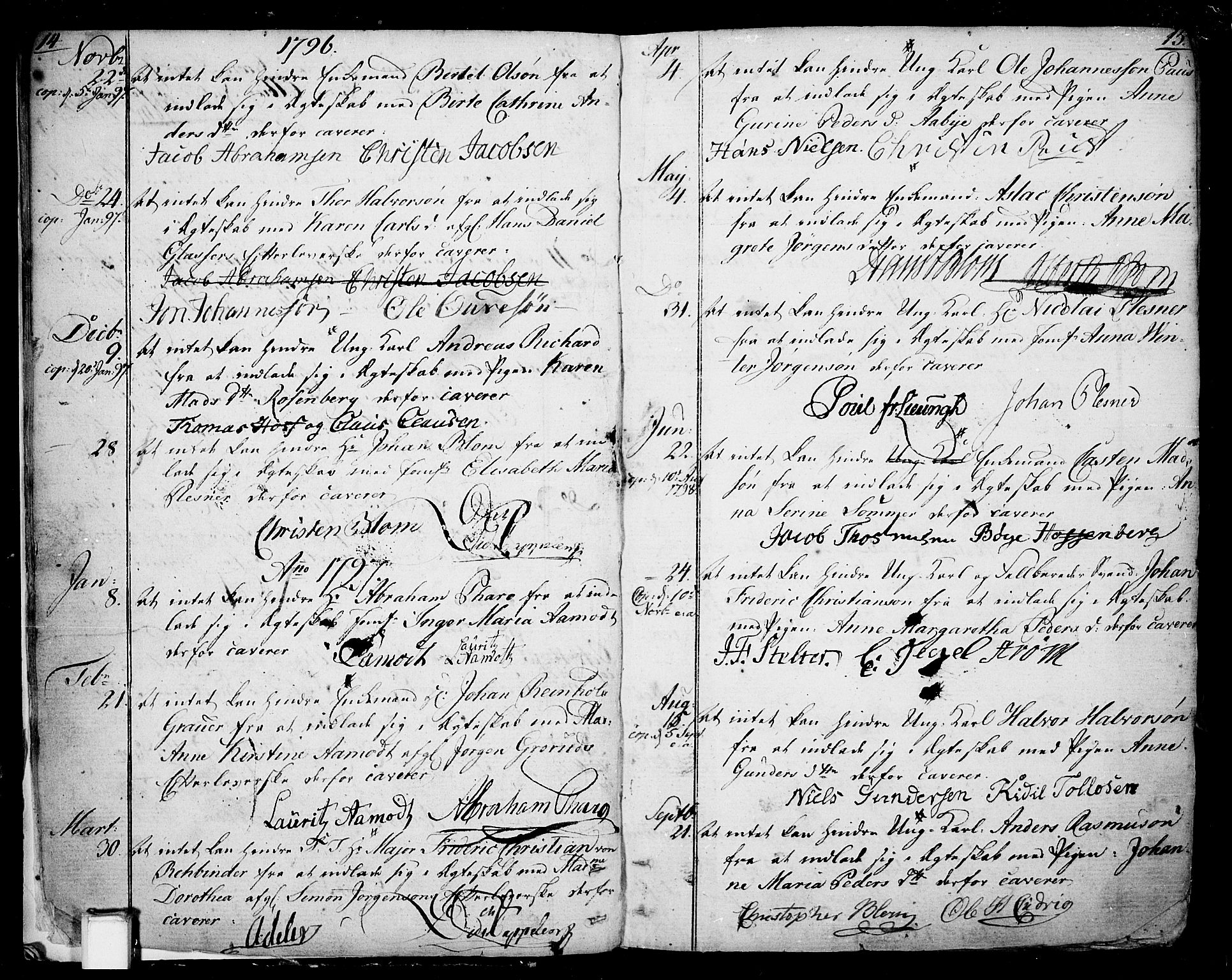 Skien kirkebøker, SAKO/A-302/F/Fa/L0004: Parish register (official) no. 4, 1792-1814, p. 14-15