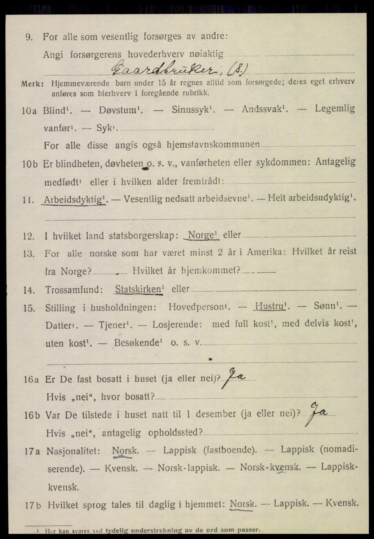 SAT, 1920 census for Vefsn, 1920, p. 9454