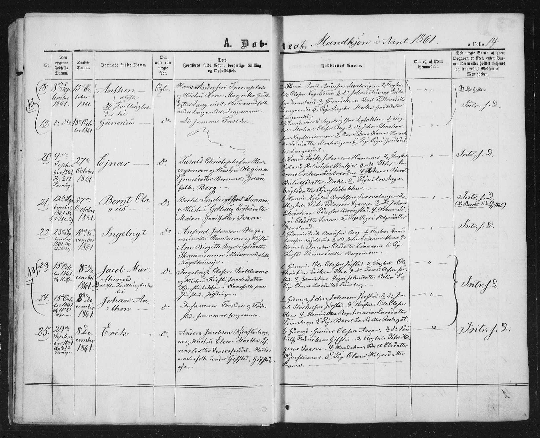 Ministerialprotokoller, klokkerbøker og fødselsregistre - Nord-Trøndelag, SAT/A-1458/749/L0472: Parish register (official) no. 749A06, 1857-1873, p. 14