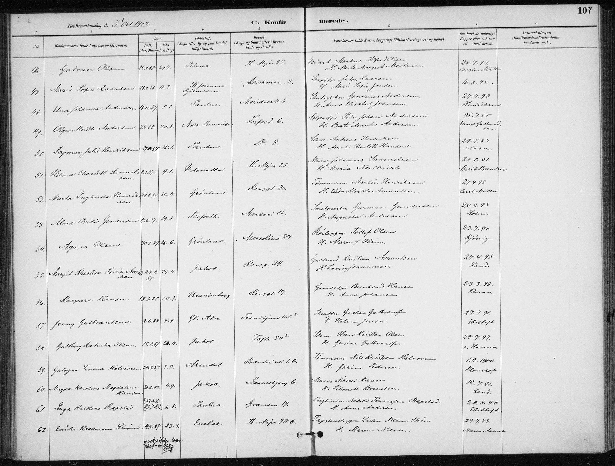 Jakob prestekontor Kirkebøker, SAO/A-10850/F/Fa/L0008: Parish register (official) no. 8, 1892-1924, p. 107