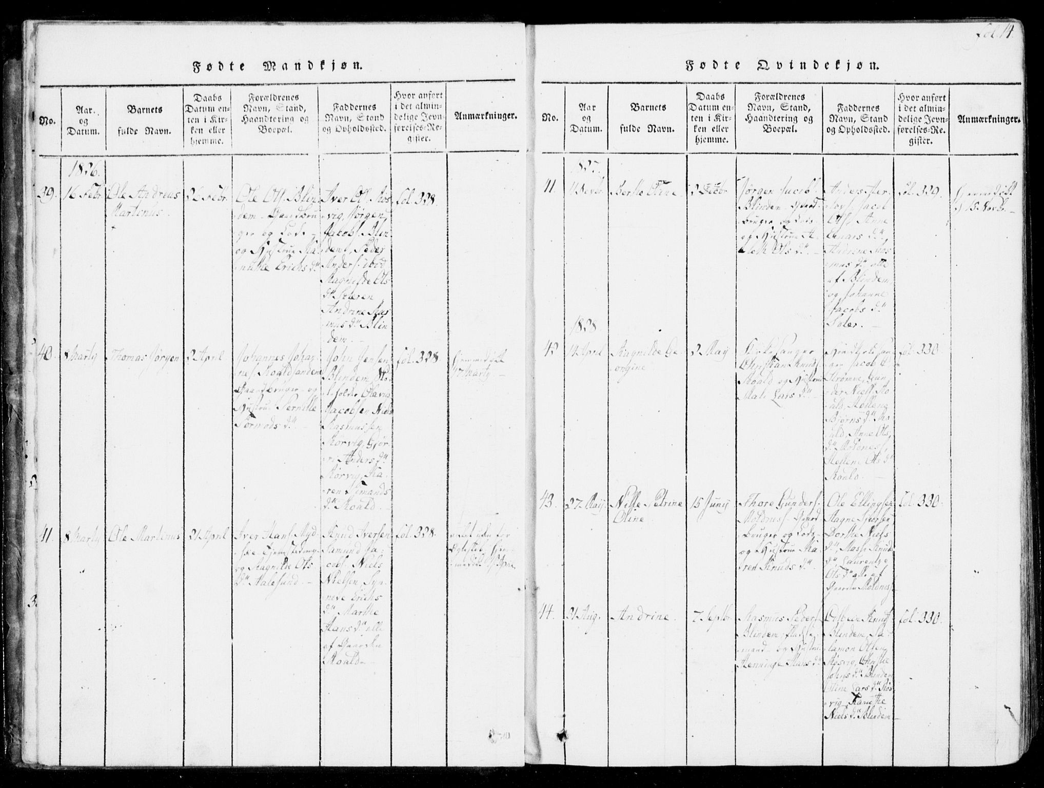 Ministerialprotokoller, klokkerbøker og fødselsregistre - Møre og Romsdal, SAT/A-1454/537/L0517: Parish register (official) no. 537A01, 1818-1862, p. 14