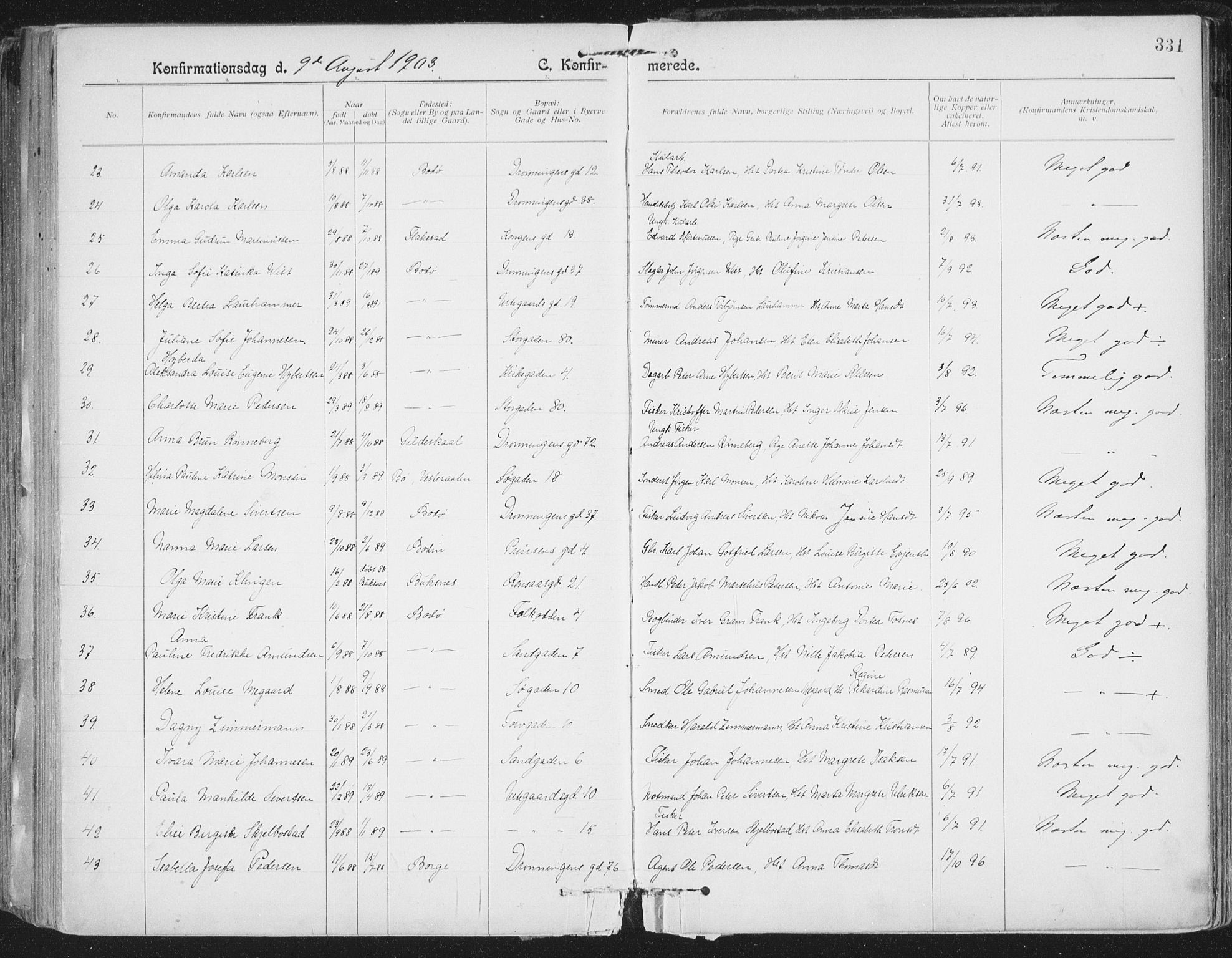 Ministerialprotokoller, klokkerbøker og fødselsregistre - Nordland, AV/SAT-A-1459/801/L0011: Parish register (official) no. 801A11, 1900-1916, p. 331