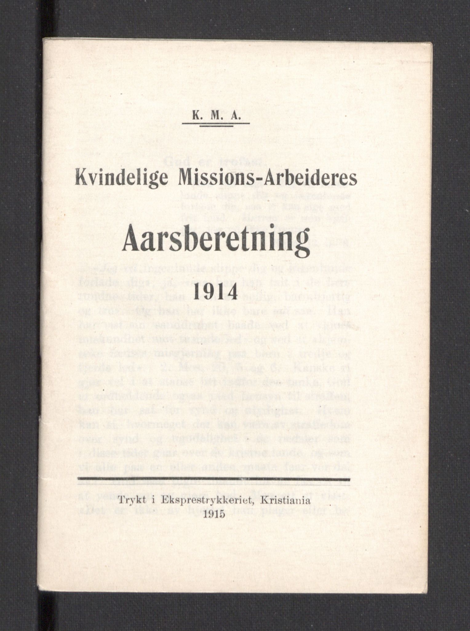 Kvinnelige Misjonsarbeidere, RA/PA-0699/F/Fa/L0001/0007: -- / Årsmeldinger, trykte, 1906-1915