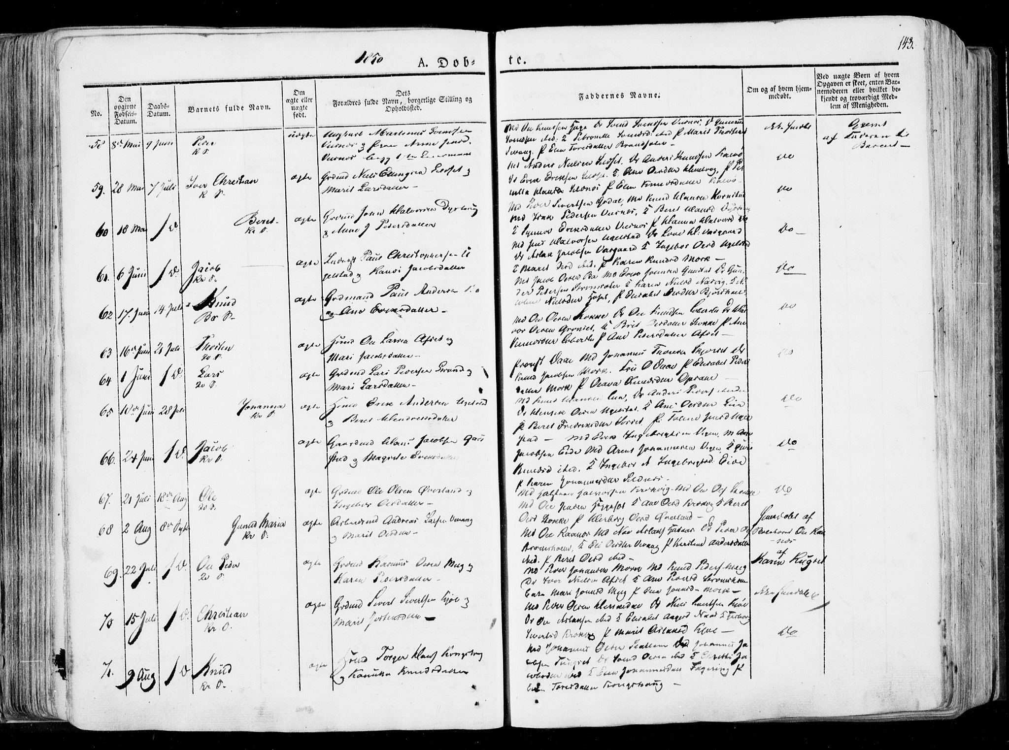 Ministerialprotokoller, klokkerbøker og fødselsregistre - Møre og Romsdal, AV/SAT-A-1454/568/L0803: Parish register (official) no. 568A10, 1830-1853, p. 143