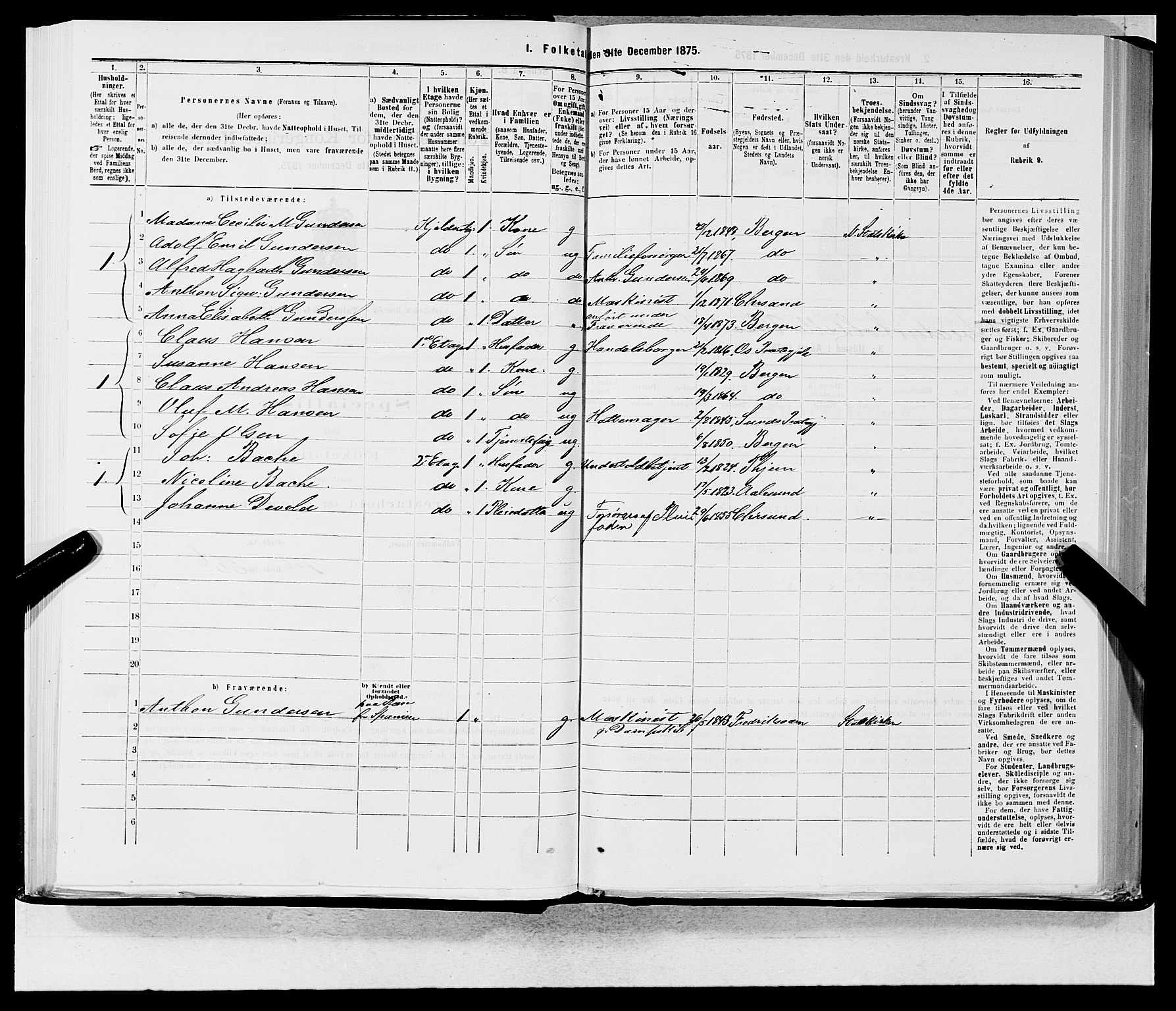 SAB, 1875 census for 1301 Bergen, 1875, p. 106