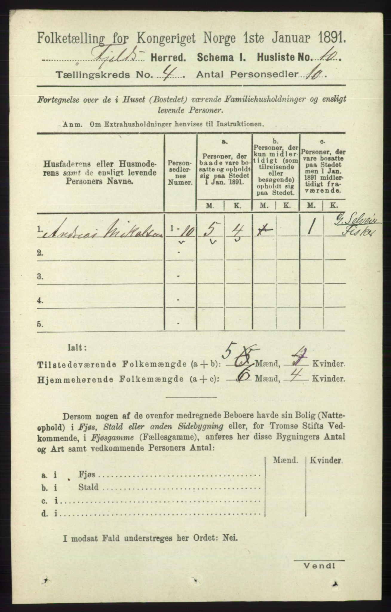 RA, 1891 census for 1246 Fjell, 1891, p. 1963