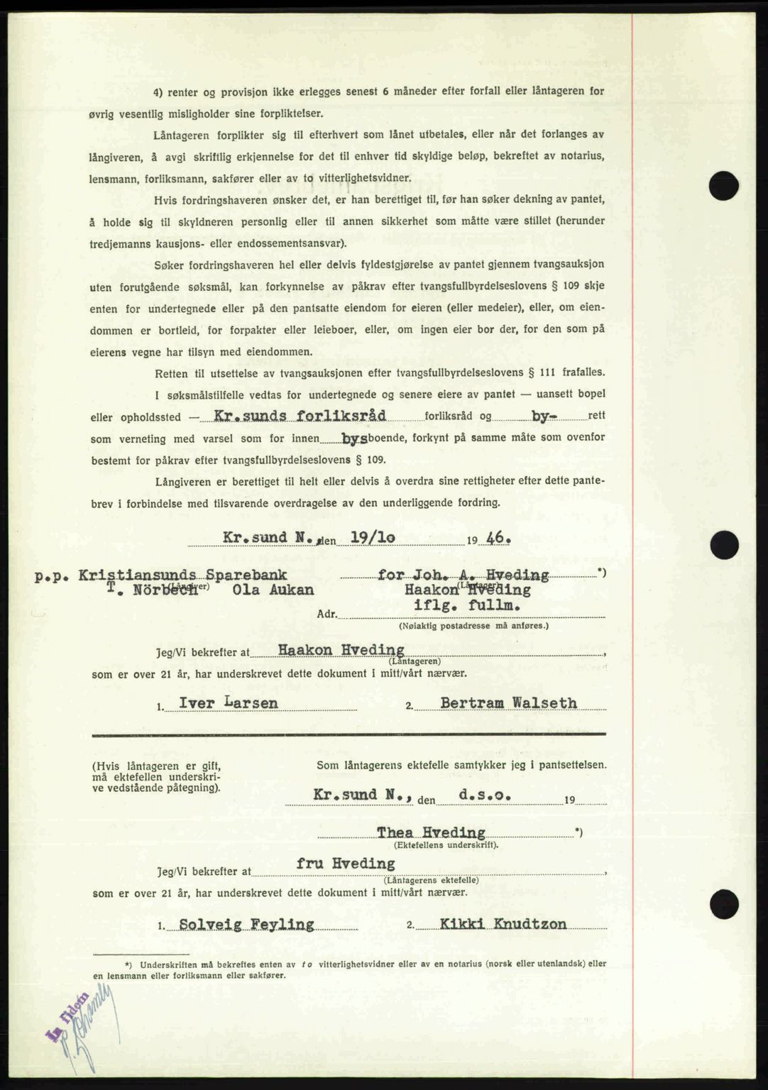 Kristiansund byfogd, AV/SAT-A-4587/A/27: Mortgage book no. 40, 1946-1946, Diary no: : 1174/1946