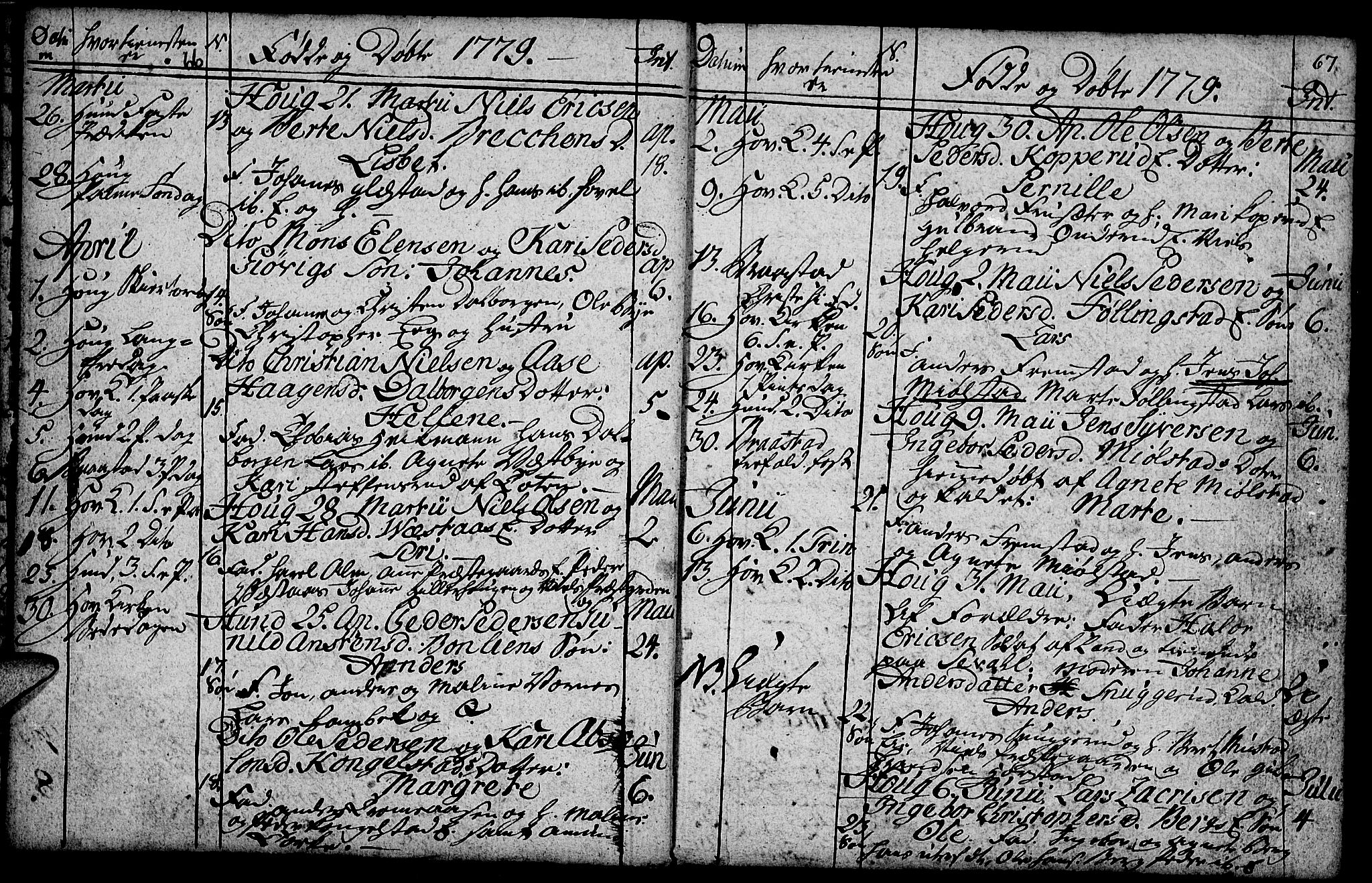 Vardal prestekontor, SAH/PREST-100/H/Ha/Hab/L0001: Parish register (copy) no. 1, 1771-1790, p. 66-67