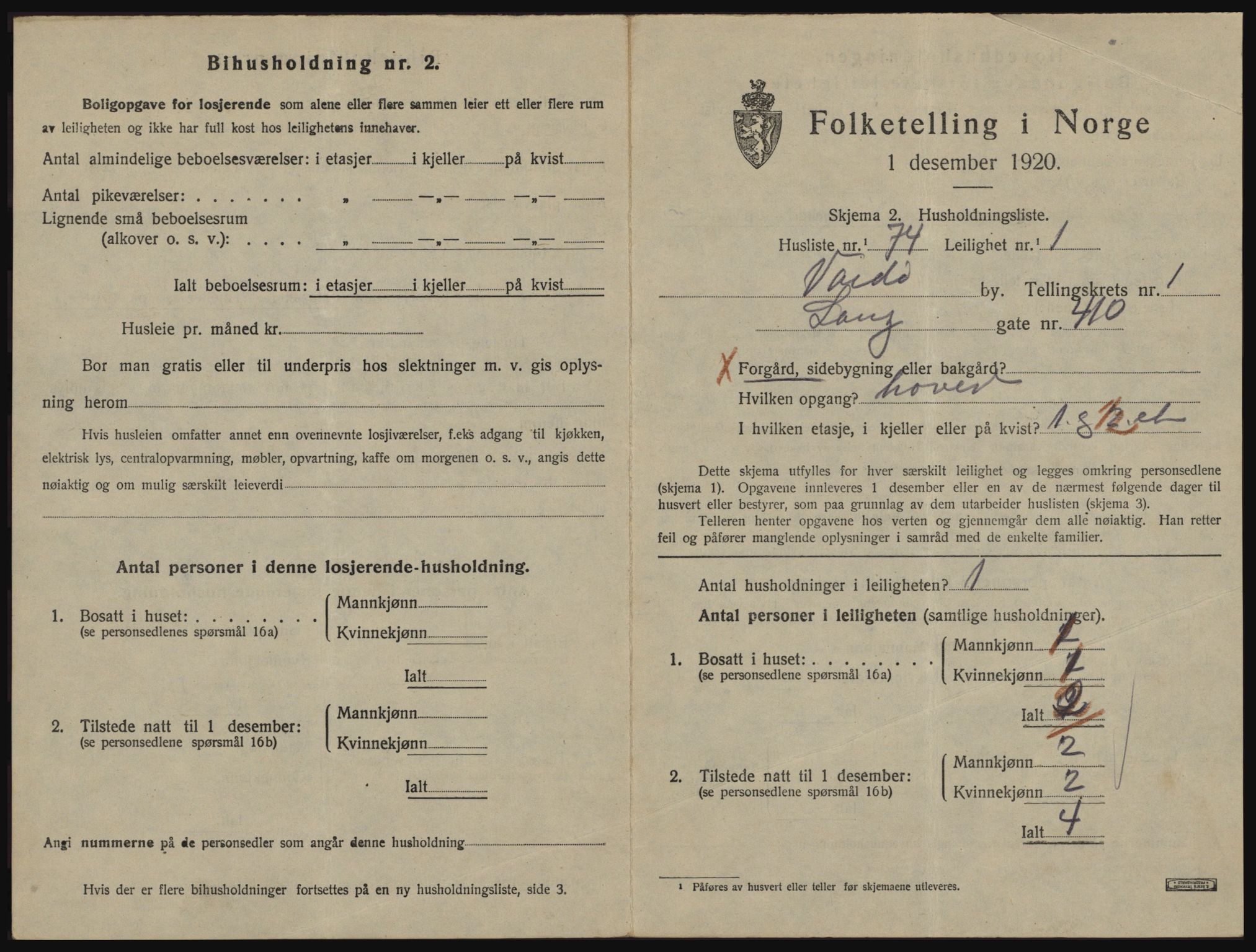 SATØ, 1920 census for Vardø, 1920, p. 1251