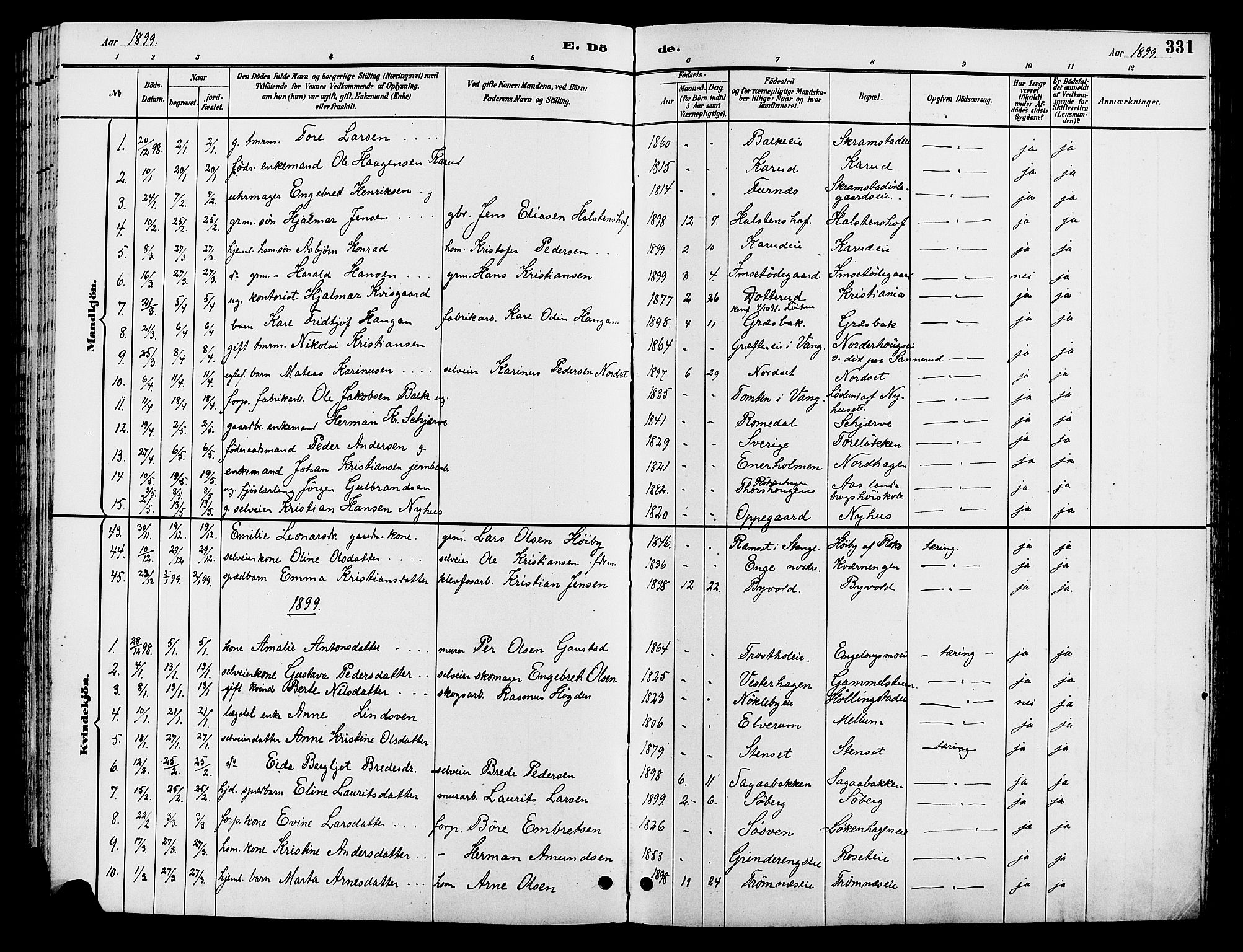 Løten prestekontor, SAH/PREST-022/L/La/L0006: Parish register (copy) no. 6, 1892-1909, p. 331
