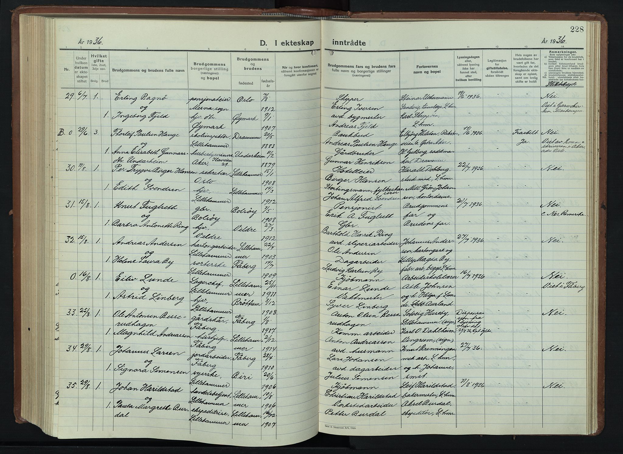 Lillehammer prestekontor, AV/SAH-PREST-088/H/Ha/Hab/L0003: Parish register (copy) no. 3, 1927-1943, p. 228