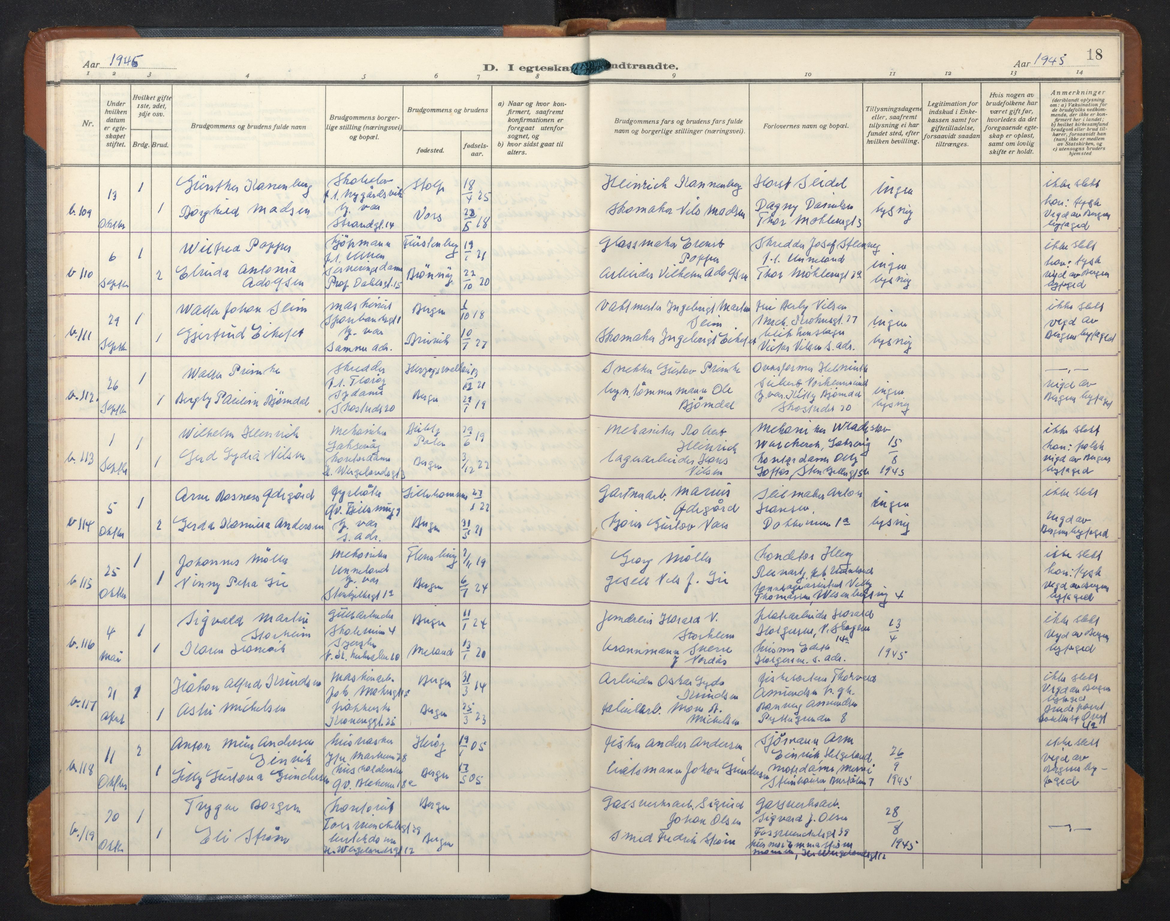 Korskirken sokneprestembete, AV/SAB-A-76101/H/Hab: Parish register (copy) no. D 6, 1944-1956, p. 17b-18a