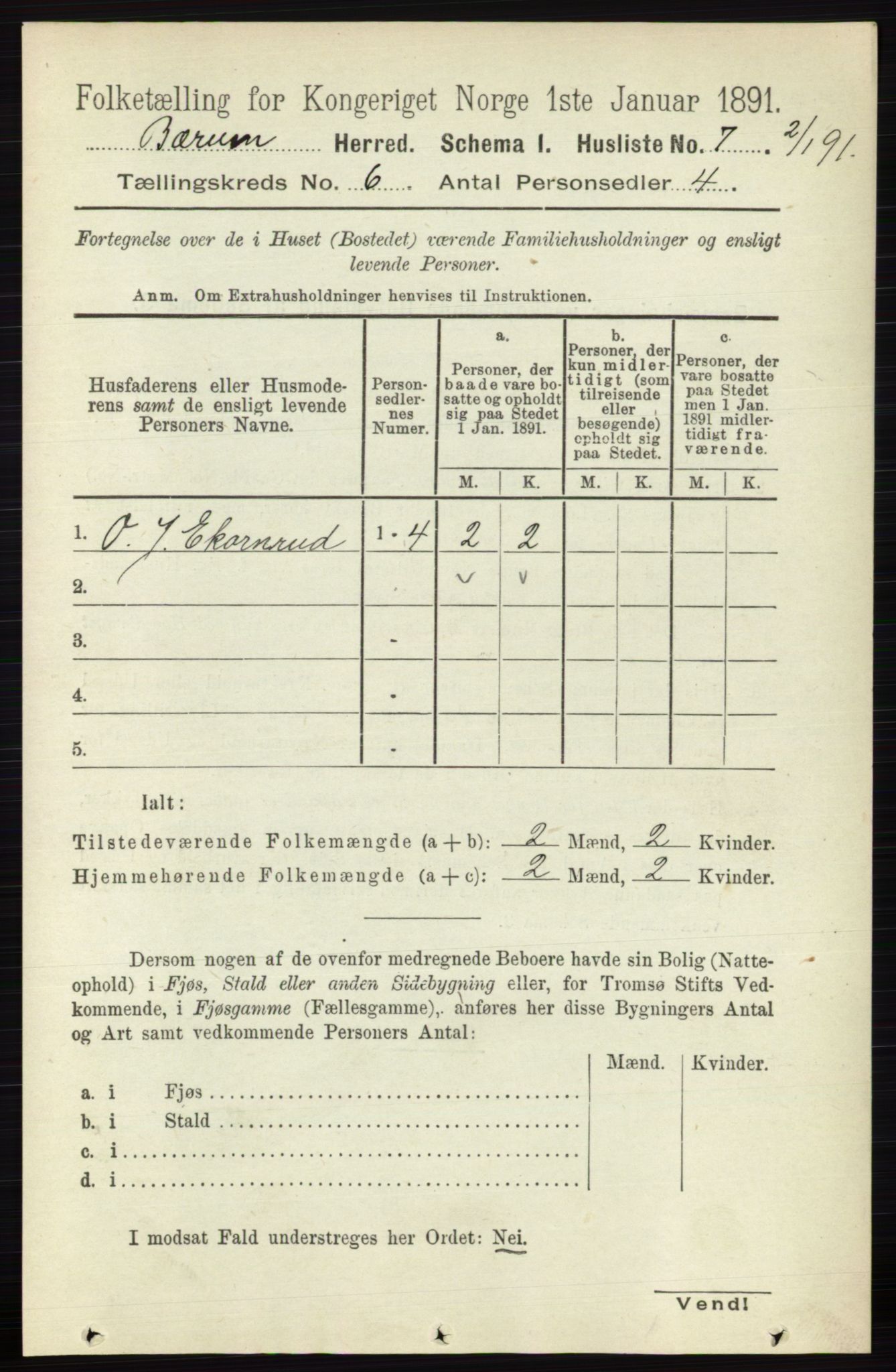 RA, 1891 census for 0219 Bærum, 1891, p. 3428