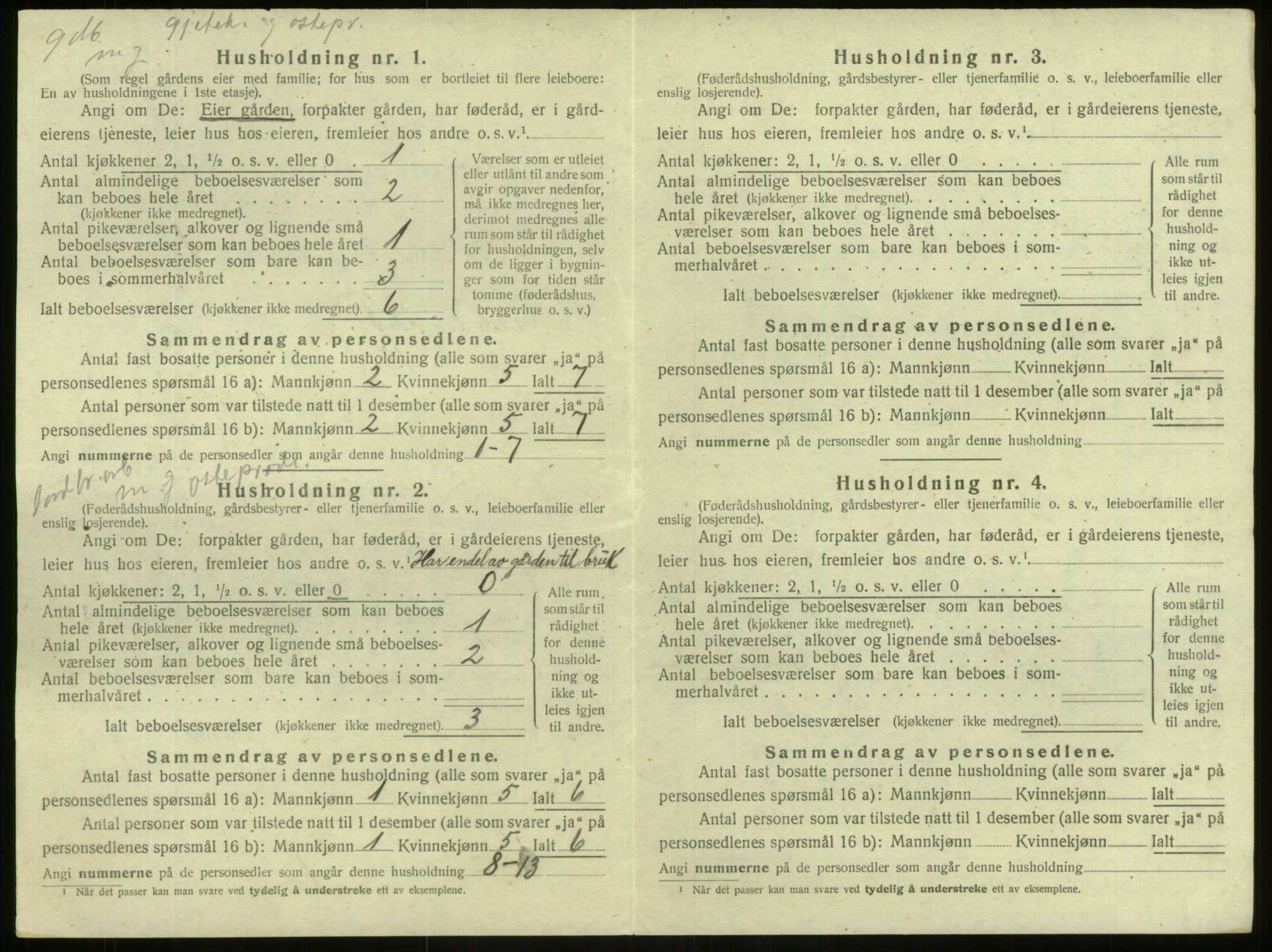 SAB, 1920 census for Årdal, 1920, p. 369