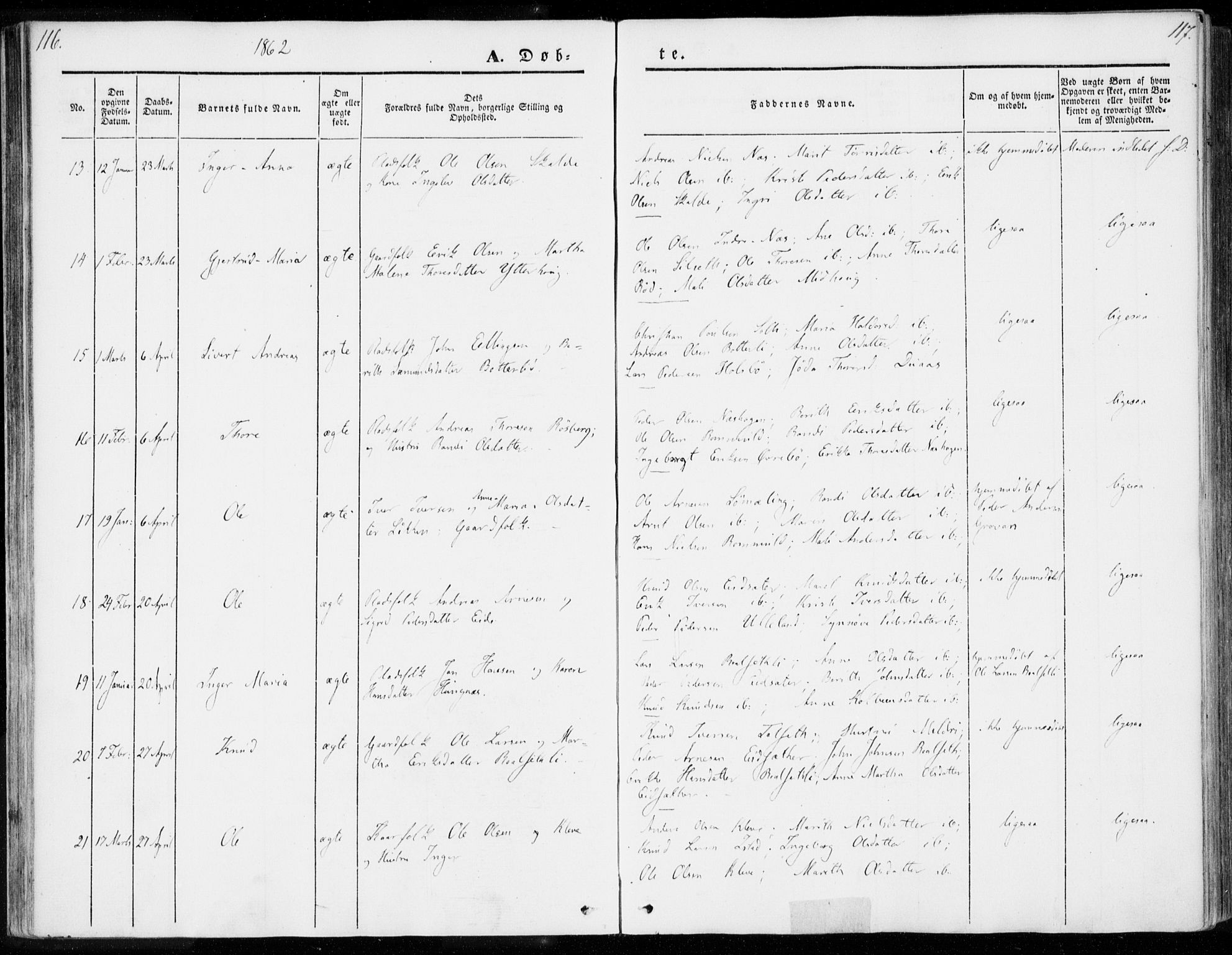 Ministerialprotokoller, klokkerbøker og fødselsregistre - Møre og Romsdal, SAT/A-1454/557/L0680: Parish register (official) no. 557A02, 1843-1869, p. 116-117