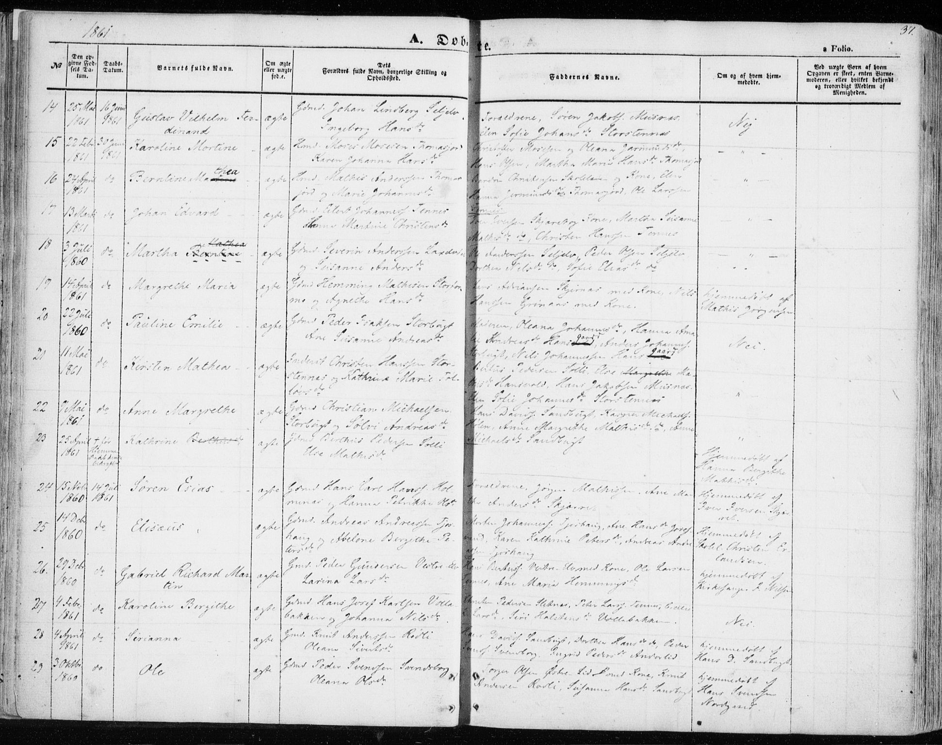 Balsfjord sokneprestembete, SATØ/S-1303/G/Ga/L0003kirke: Parish register (official) no. 3, 1856-1870, p. 37