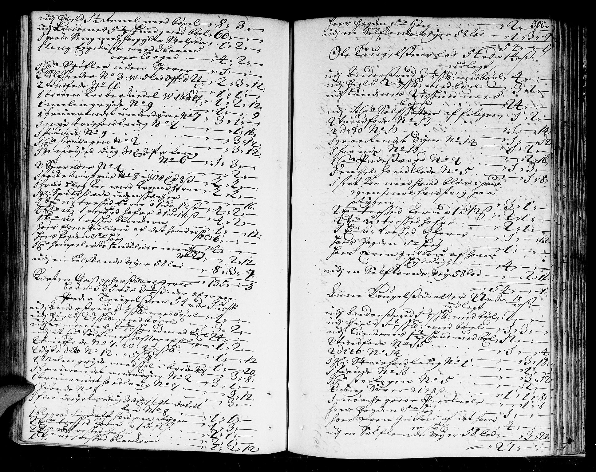Lier, Røyken og Hurum sorenskriveri, AV/SAKO-A-89/H/Hc/L0001: Skifteprotokoll, 1701-1708, p. 307b-308a